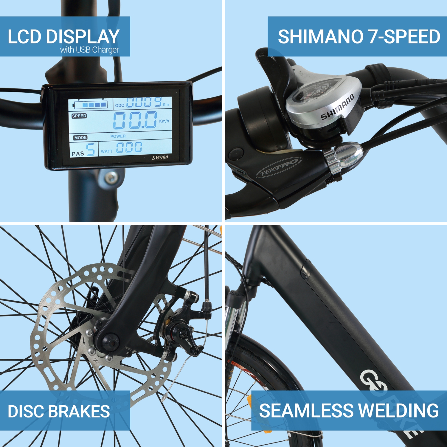 SOLEIL 500W Electric City Bike | Lightweight Ebike | Step-through Frame | Elegant Design - Black