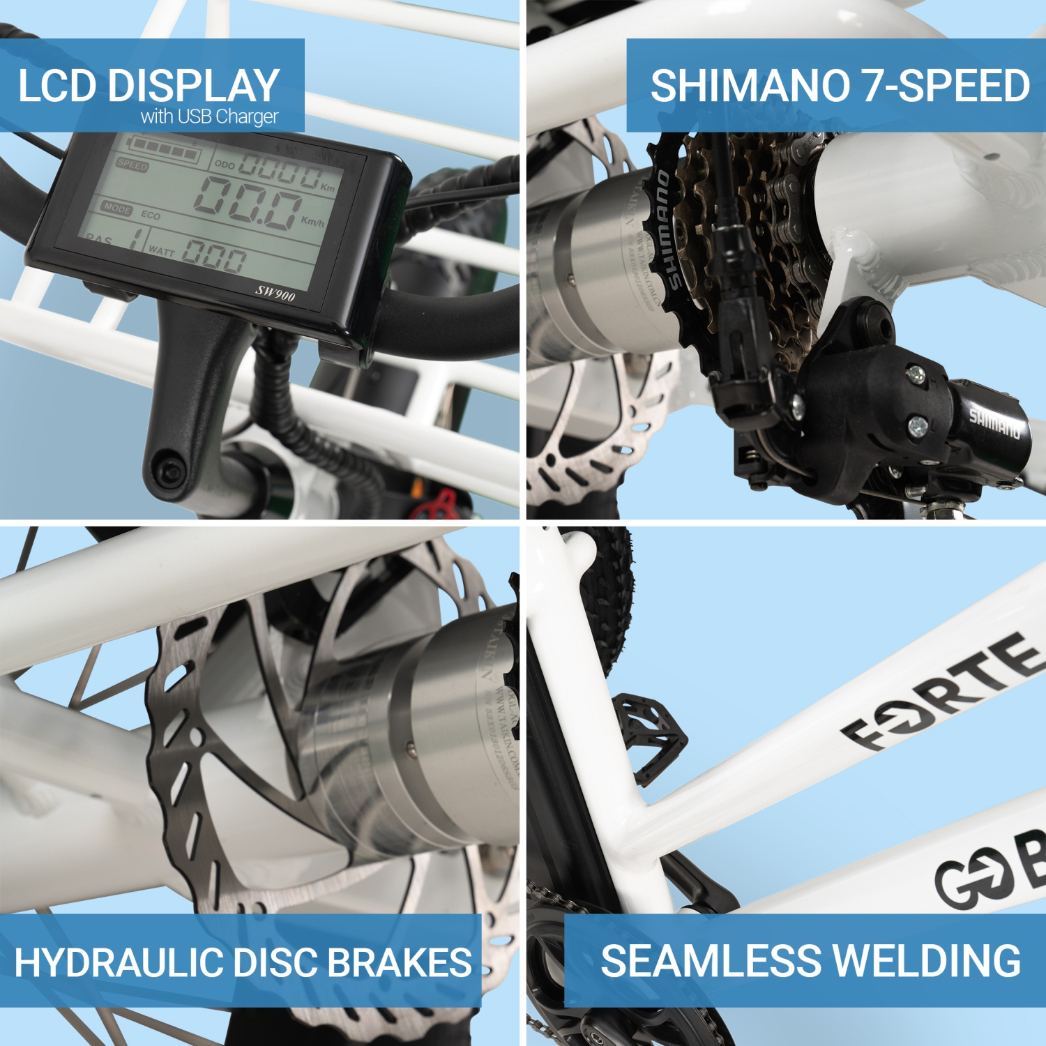 Vélo électrique FORTE 750 W | tricycle électrique - Blanc