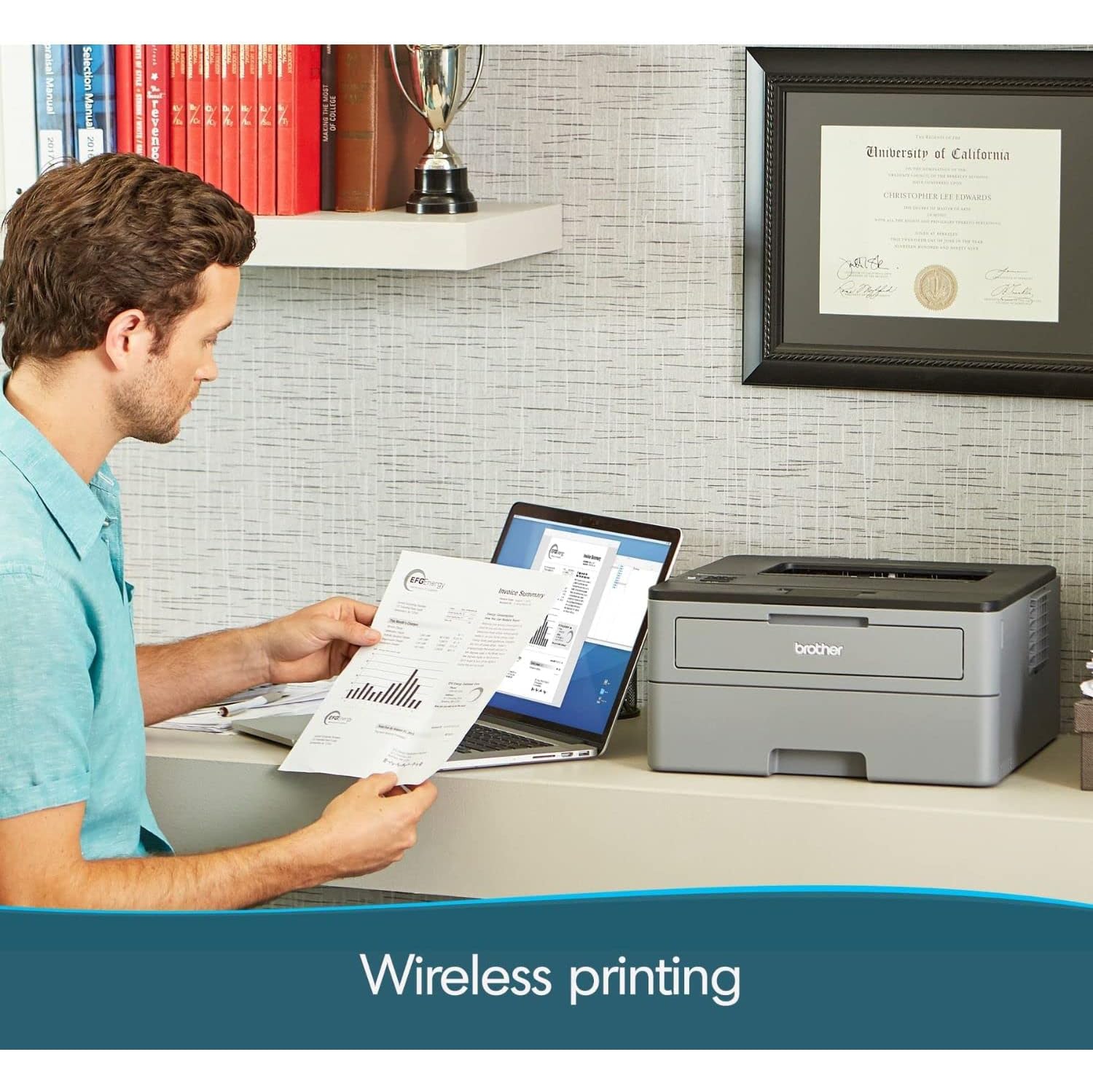 Brother Compact Monochrome Laser Printer, HL-L2350DW, Wireless Printing, Duplex Two-Sided Printing, Amazon Dash Replenishment Ready