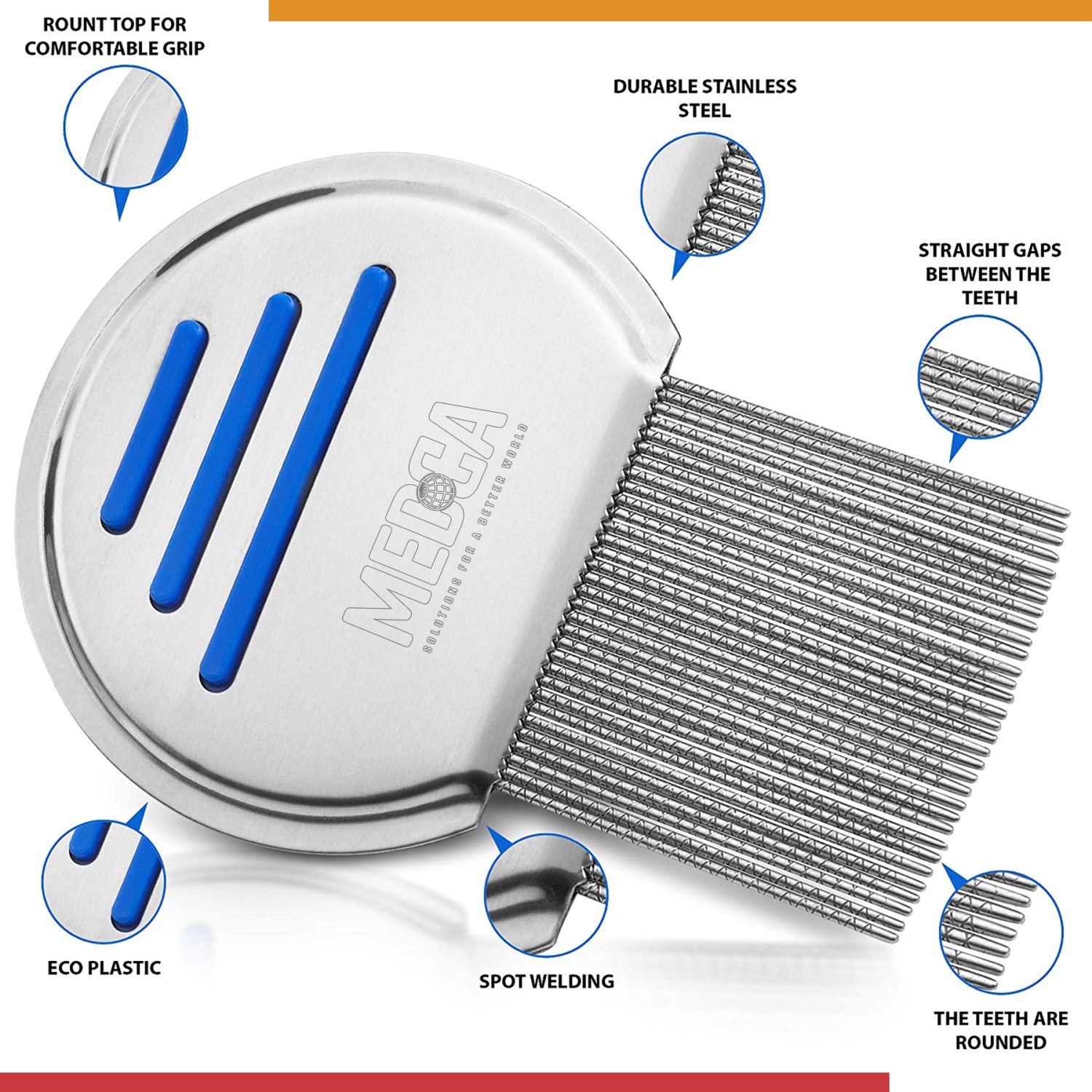 Lice Comb - Head Lice Treatment that's Individually Packaged Professional Stainless Steel Louse and Nit Combs Removes Eggs with Rounded Tips for