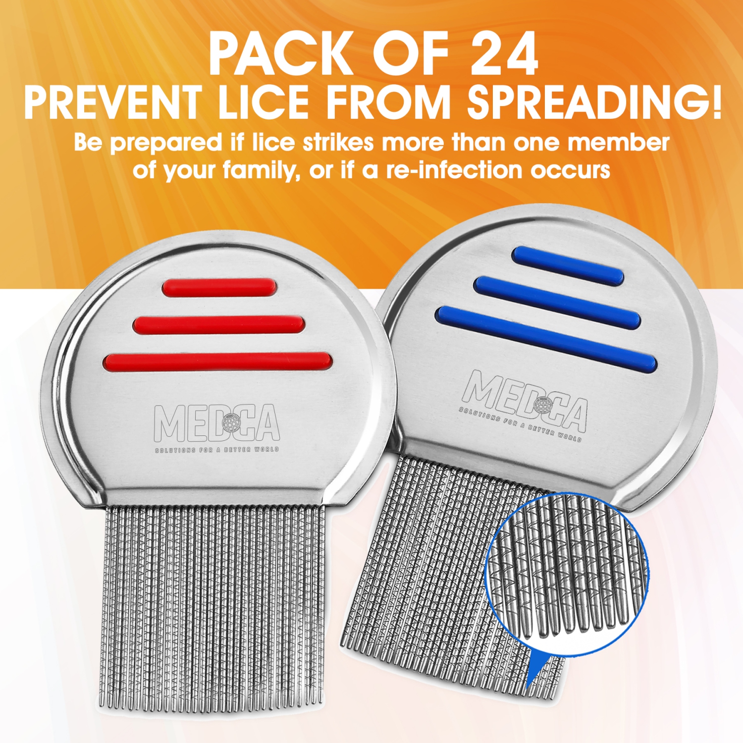 Lice Comb - Head Lice Treatment that's Individually Packaged Professional Stainless Steel Louse and Nit Combs Removes Eggs with Rounded Tips for