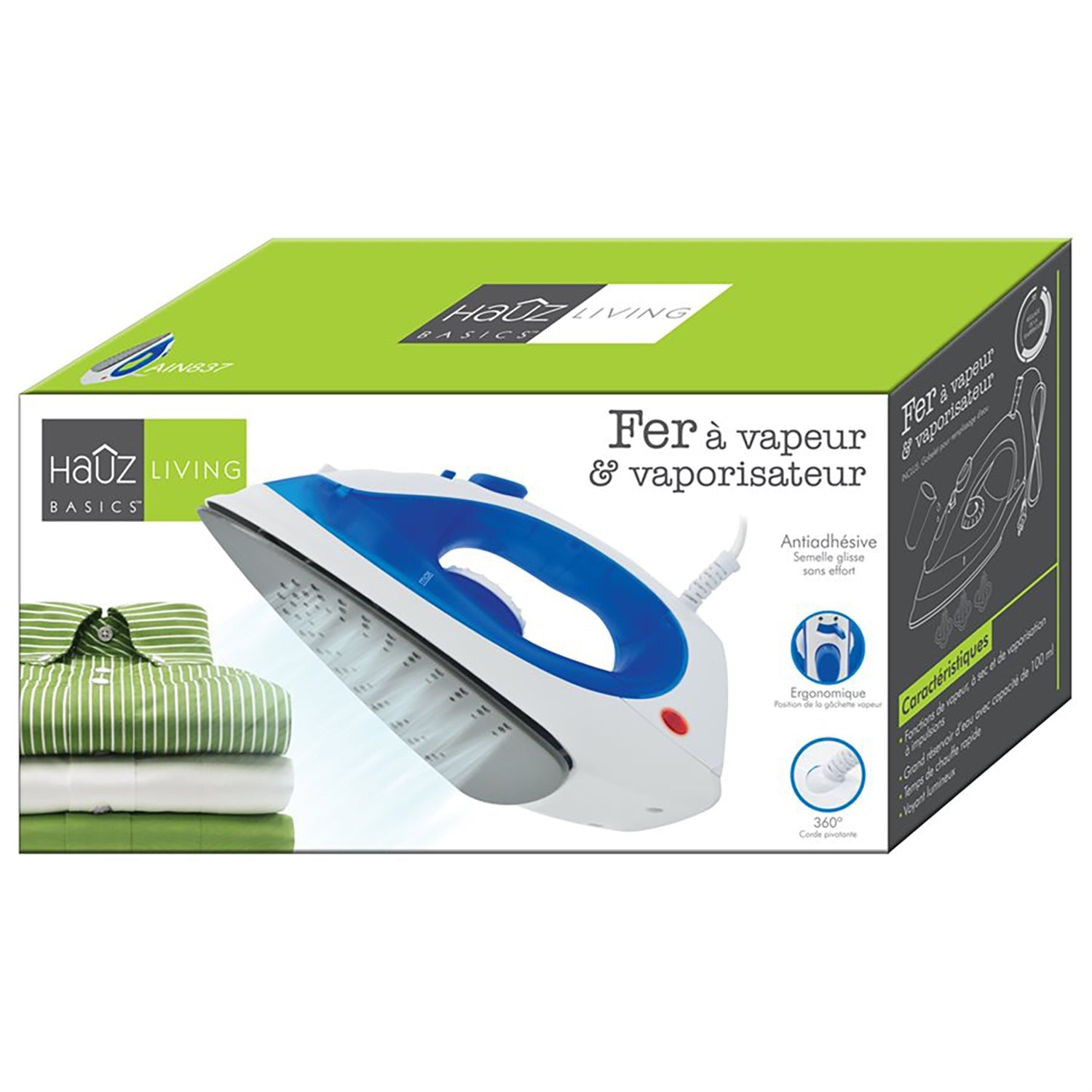 Hauz - Iron with Non-Stick Soleplate, 1200 Watts, Blue