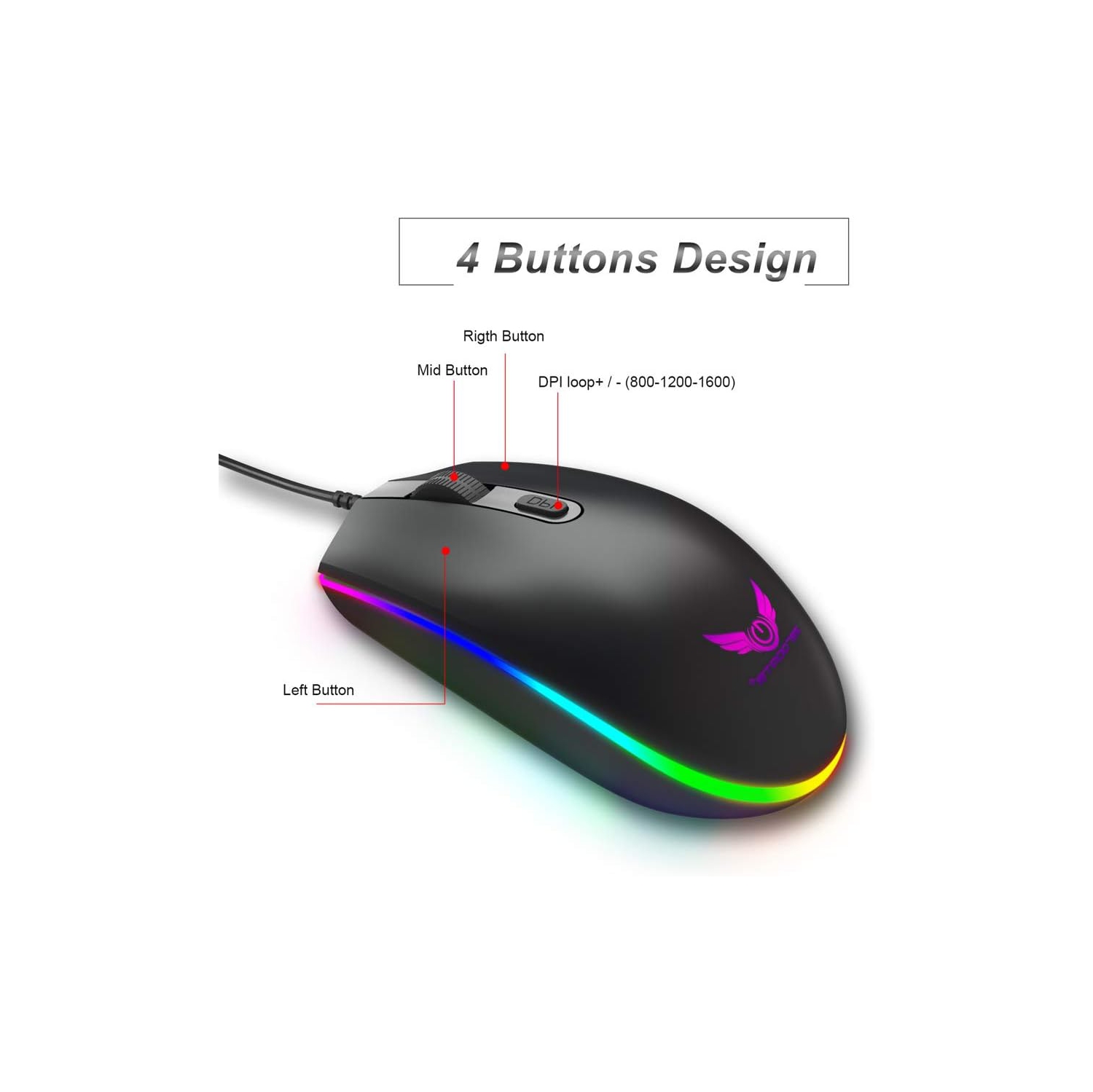 RGB Wired Gaming Mouse 1600dpi