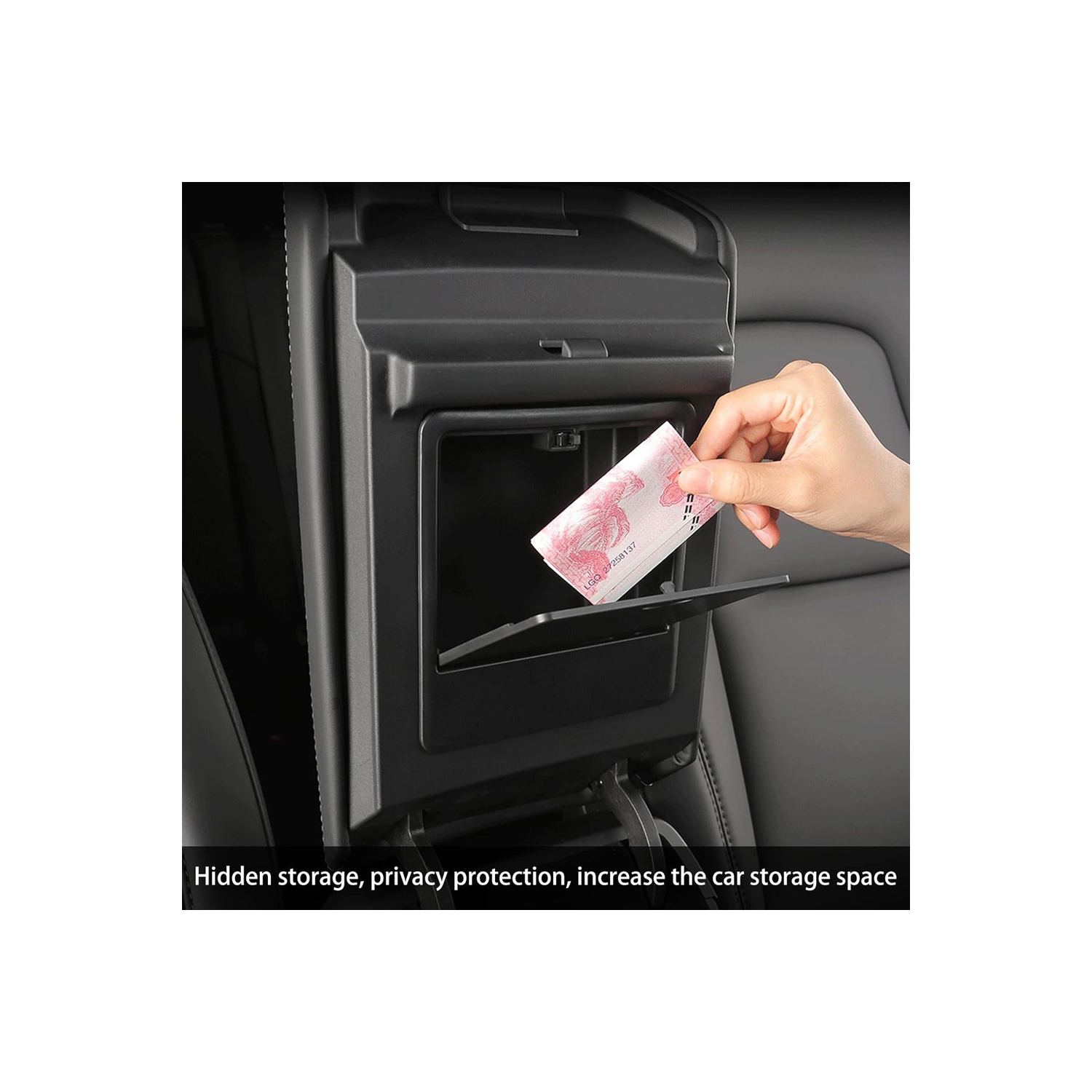 axGear Armrest Hidden Storage Box for Tesla Model 3 / Y Car Center Console Organizer