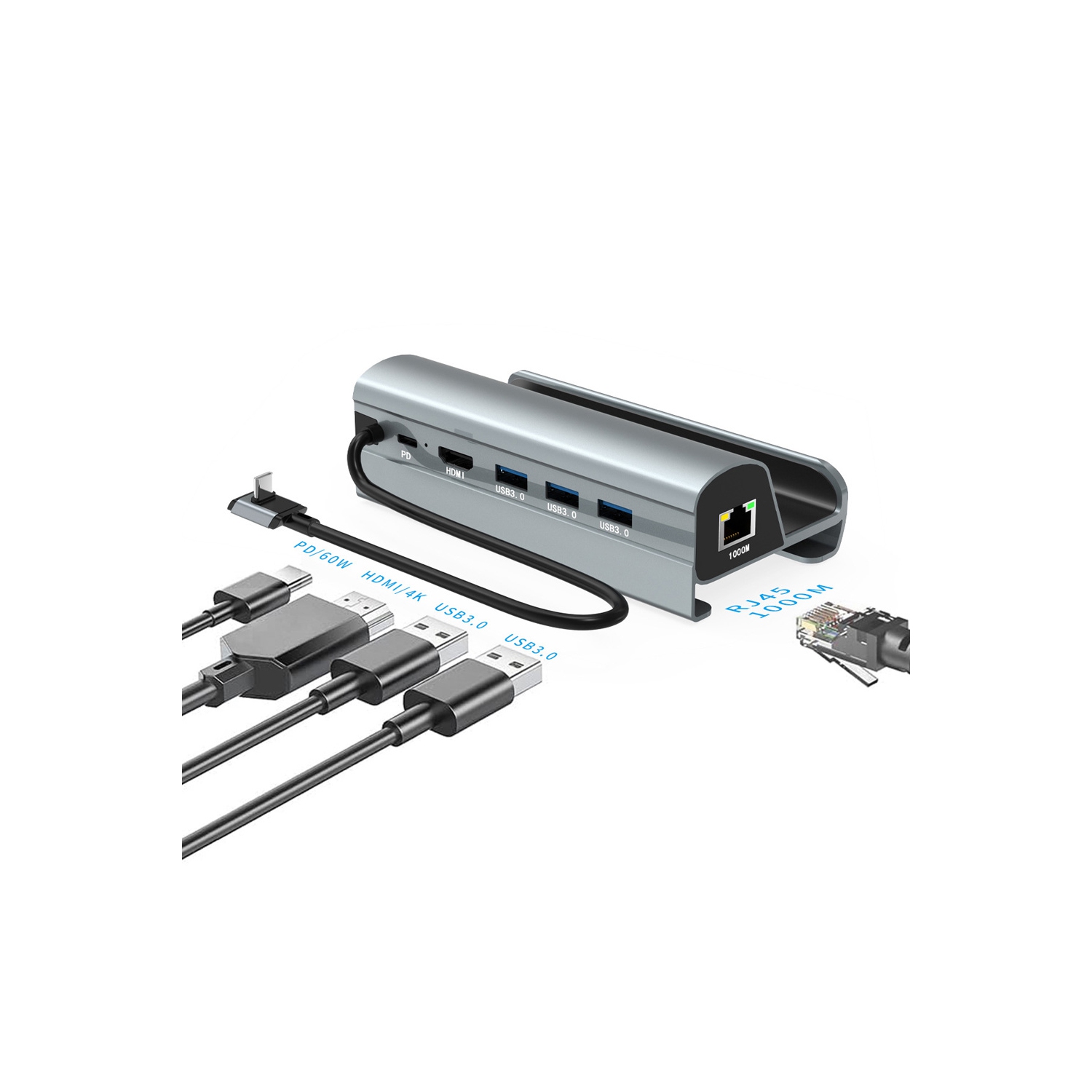 axGear USB-C HUB Docking Station Lan HDMI Compatible with Steam Deck Aluminium Alloy