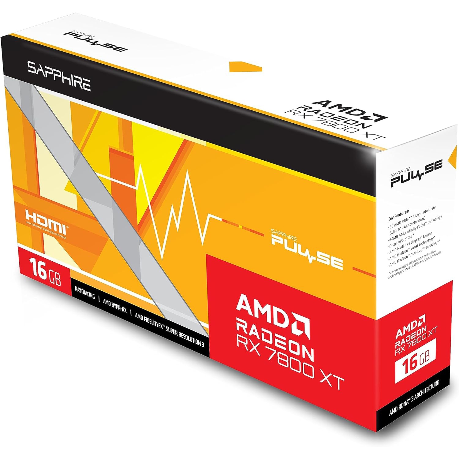 Sapphire 11330-02-20G Pulse AMD Radeon RX 7800 XT Gaming Graphics Card with 16GB GDDR6, AMD RDNA 3