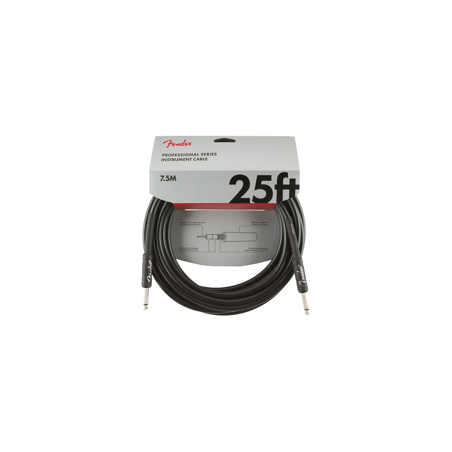 Câble d'instrument série Professional de Fender - droit/droit 25 pi noir