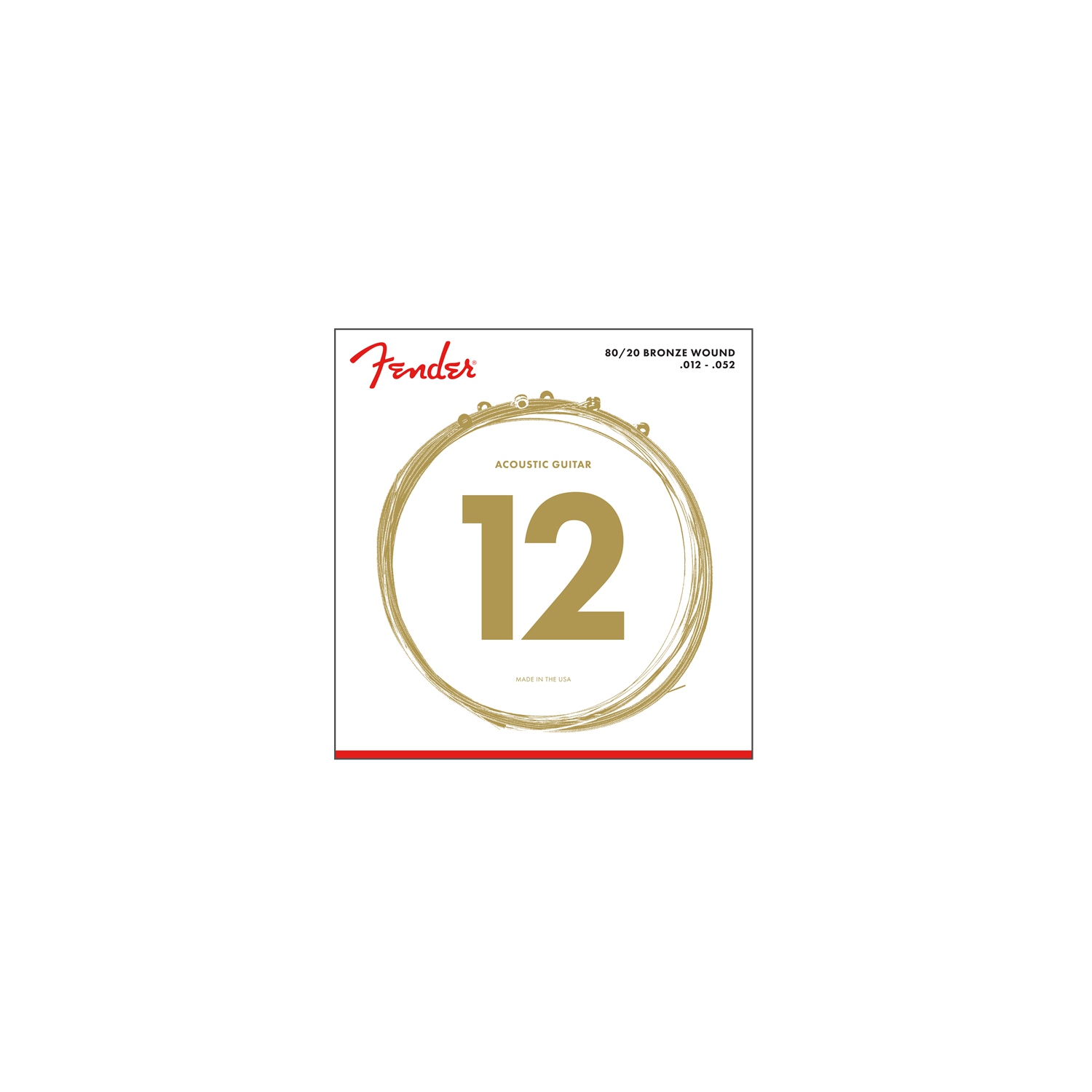 Cordes acoustiques en bronze 80/20 de Fender - extrémité sphérique 12-52