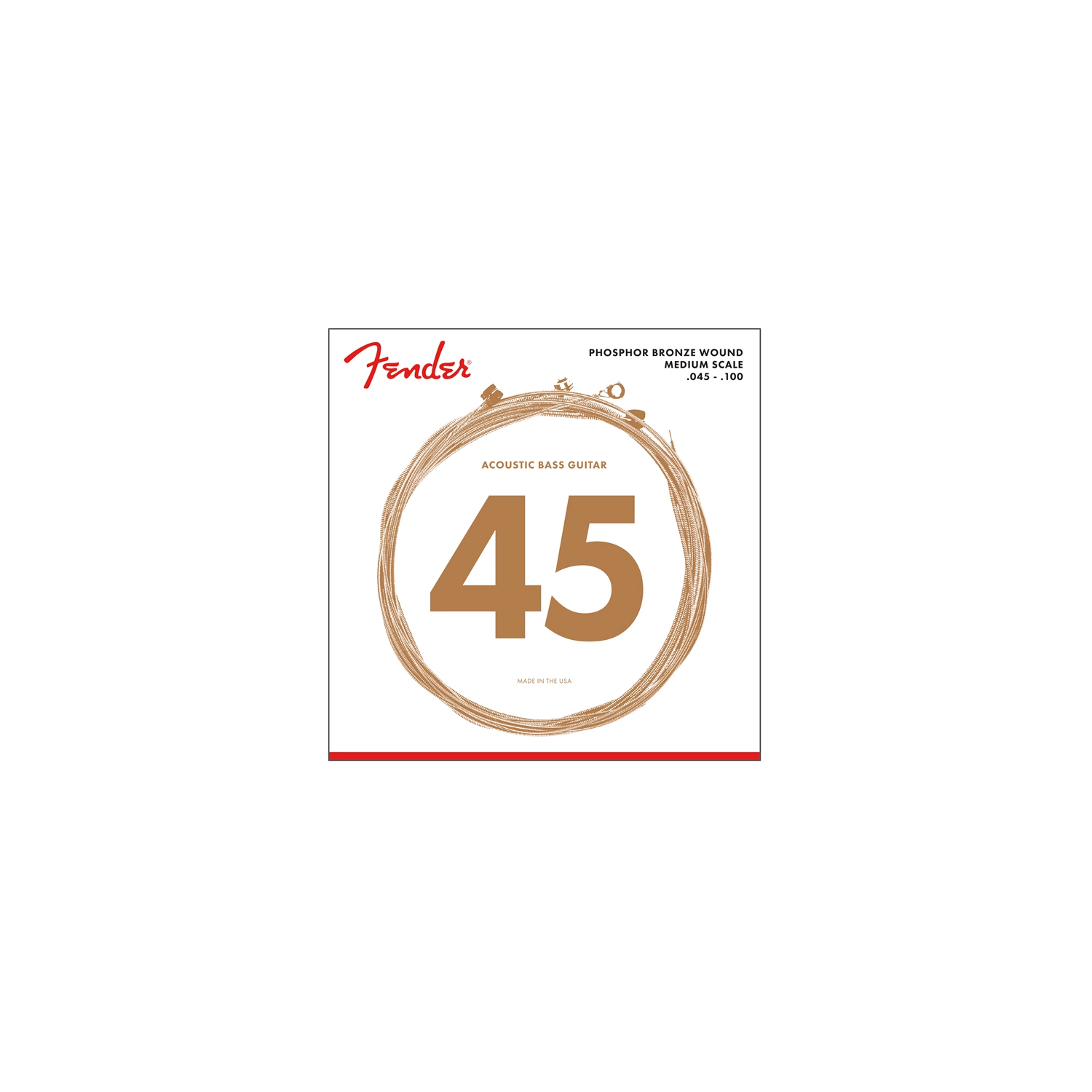 Cordes de guitare basse acoustique 7060 Bronze phosphoreux de Fender - Bobine 45-100 en bronze phosphoreux moyen