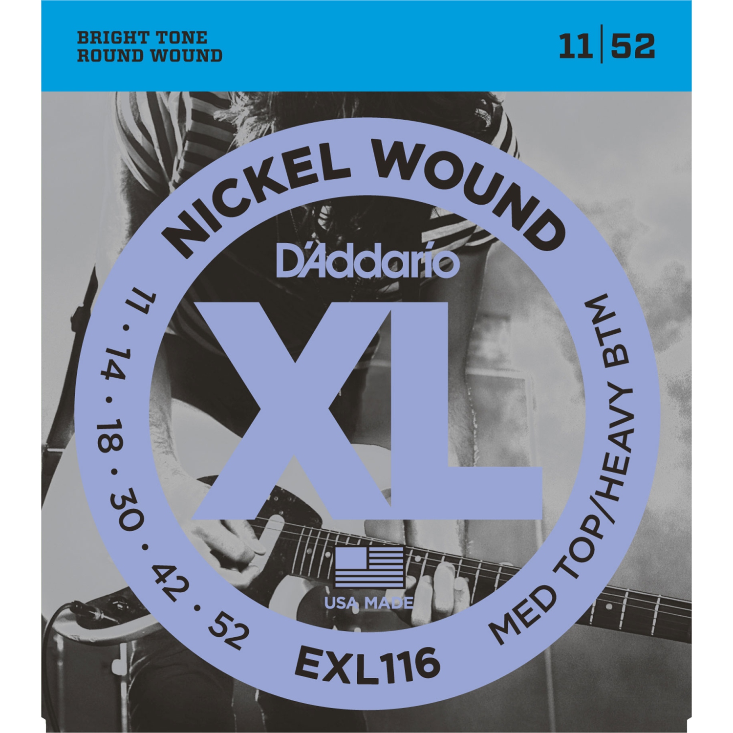 D'Addario EXL116 XL Nickel Wound Electric Guitar Strings - Medium Top/Heavy Bottom 11-52