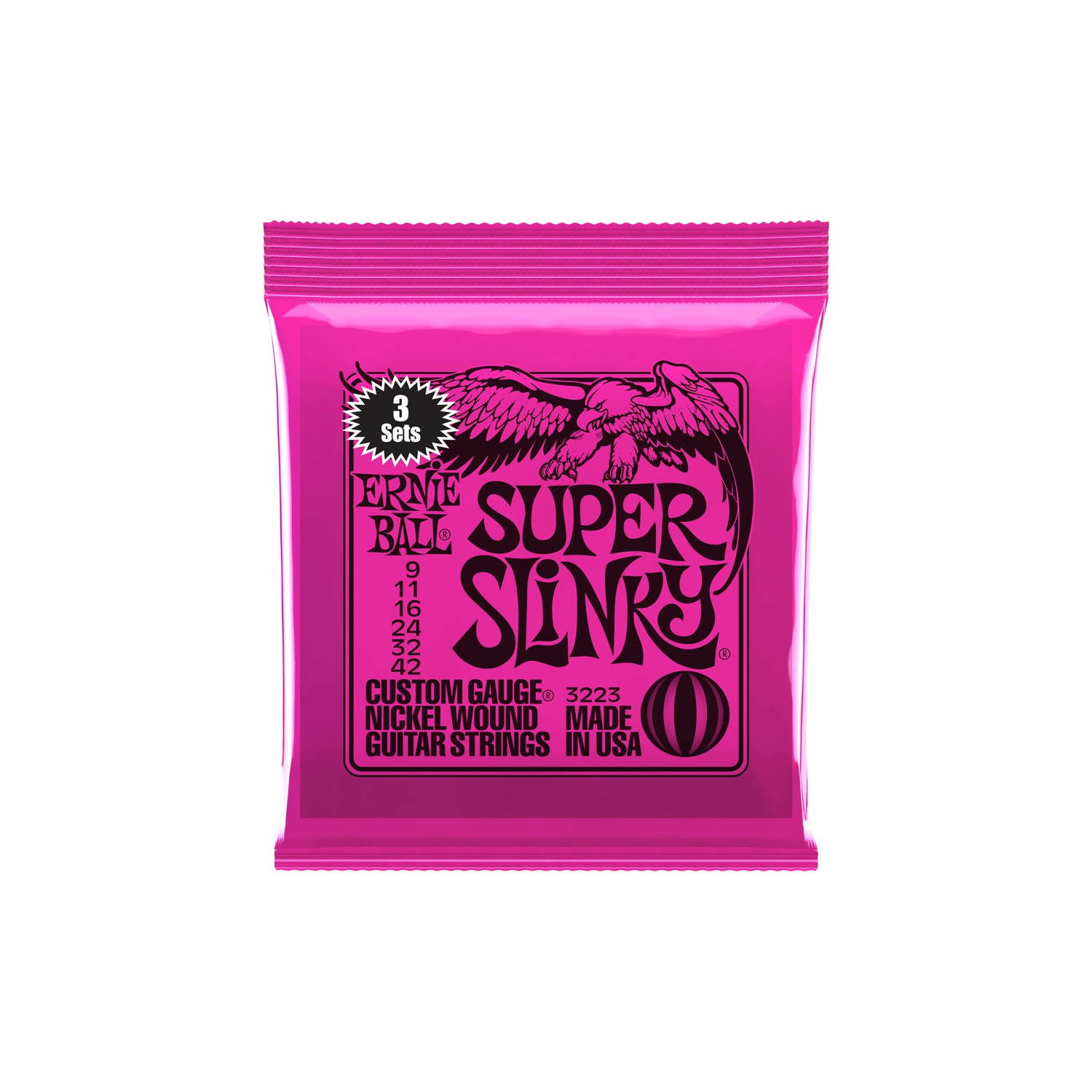 Ernie Ball Super Slinky Nickel Wound Electric Guitar Strings - 9-42 3 Pack