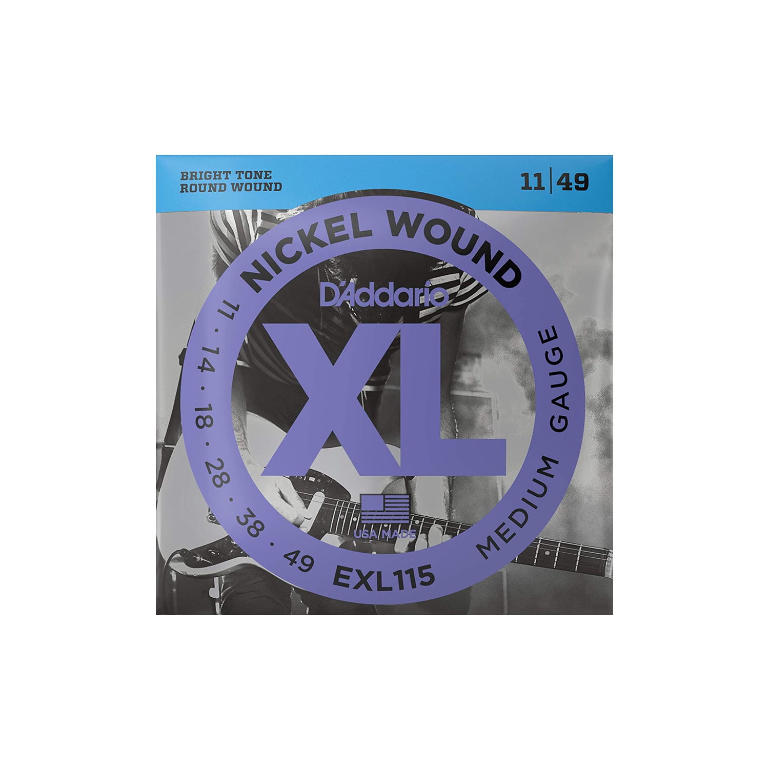 Cordes de guitare électrique bobinées en nickel EXL115 XL d'Addario - moyen/blues-Jazz Rock 11-49