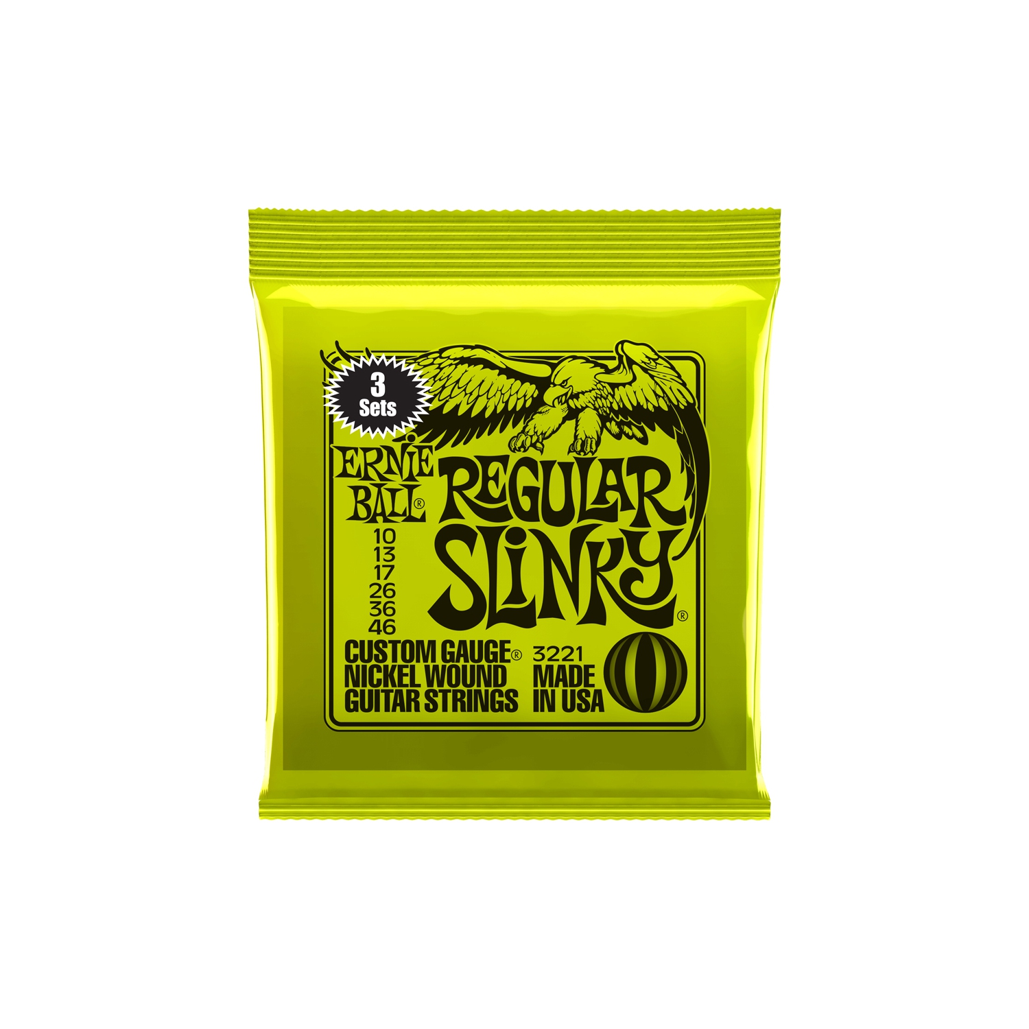 Ernie Ball Regular Slinky Nickel Wound Electric Guitar Strings - 10-46 3 Pack