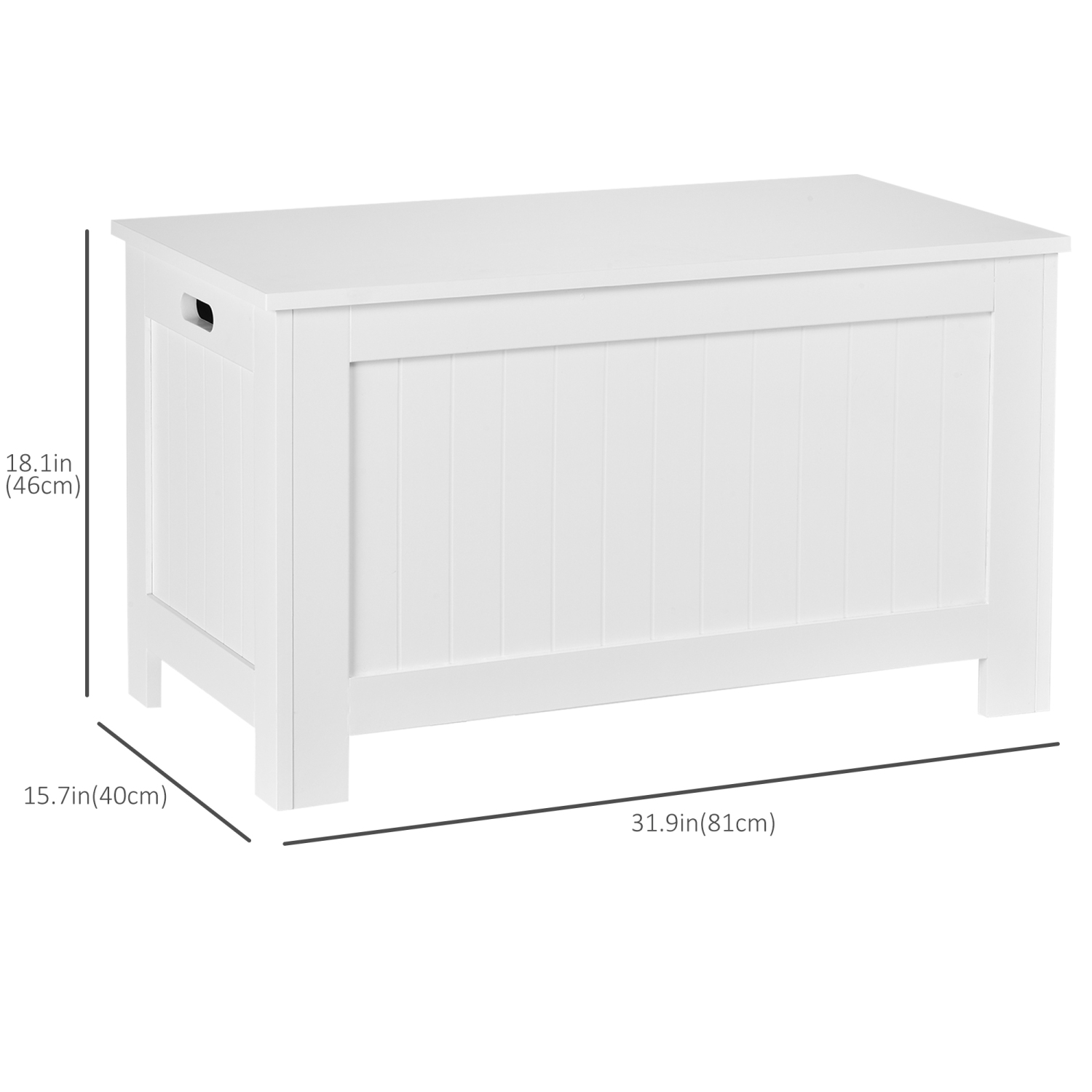 HOMCOM – Coffre de rangement moderne avec 2 charnières de sécurité et couvercle rabattable, coffre à couverture pour salon, blanc