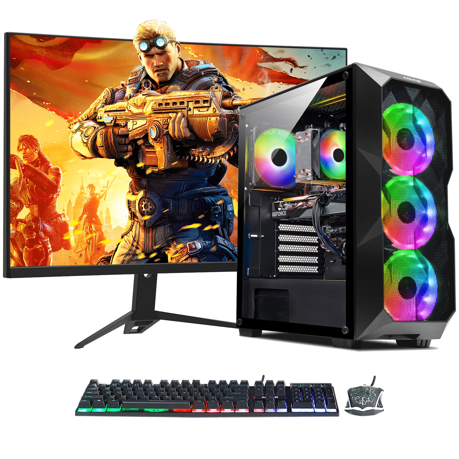 AQVIN AQB70 RGB Gaming Desktop PC Intel Core i7 Processor upto 4.0Ghz 32GB DDR4 RAM 1TB SSD GeForce RTX 3050 8GB Graphics HDMI WIFI Windows 10 Pro
