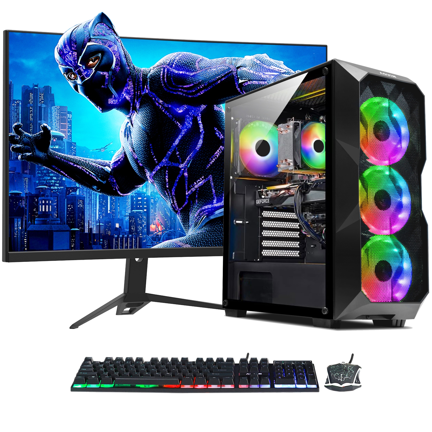 AQVIN Gaming PC AQB70 Desktop Computer Tower, GeForce RTX 3060 12GB, Intel Core i7 processor, 32GB DDR4 RAM, 1000GB (Fast Boot) SSD, WIN 10 Pro, New 27-inch Curved Gaming Monitor