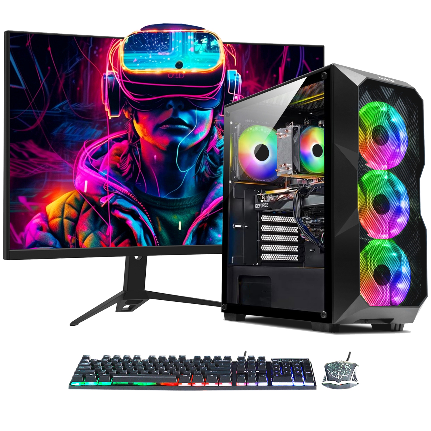 AQVIN Prebuilt Gaming PC Desktop Computer, GeForce GTX 1660 Super 6GB, Intel Core i7 Processor, 32GB DDR4 RAM, 2000GB (Fast Boot) SSD, WIN 10 Pro, New 27inch Gaming Monitor (AQB70)