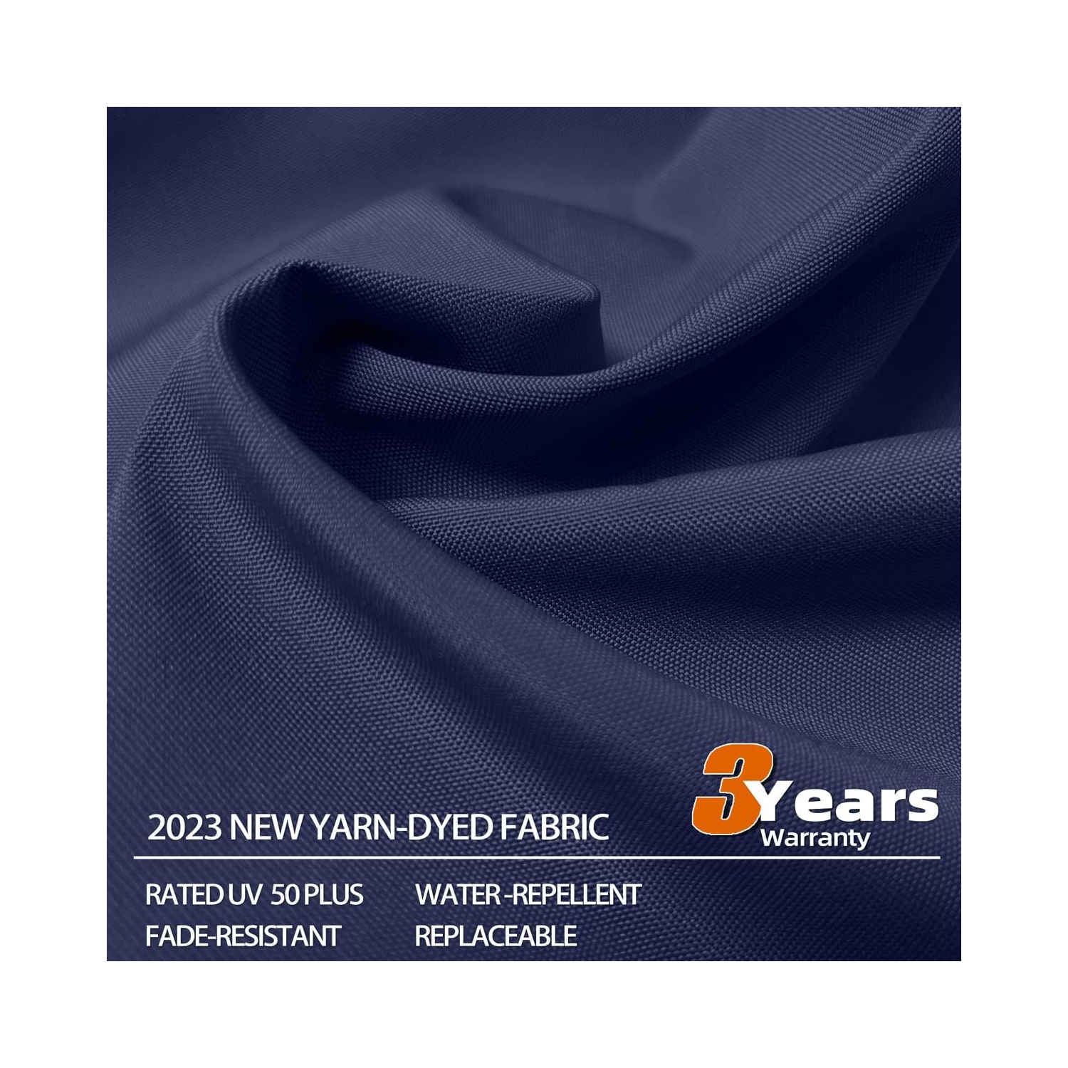 PURPLE LEAF 11ft Solar Powered LED Square Double Top Patio Umbrella Offset Hanging Umbrella Garden Umbrella, Navy Blue