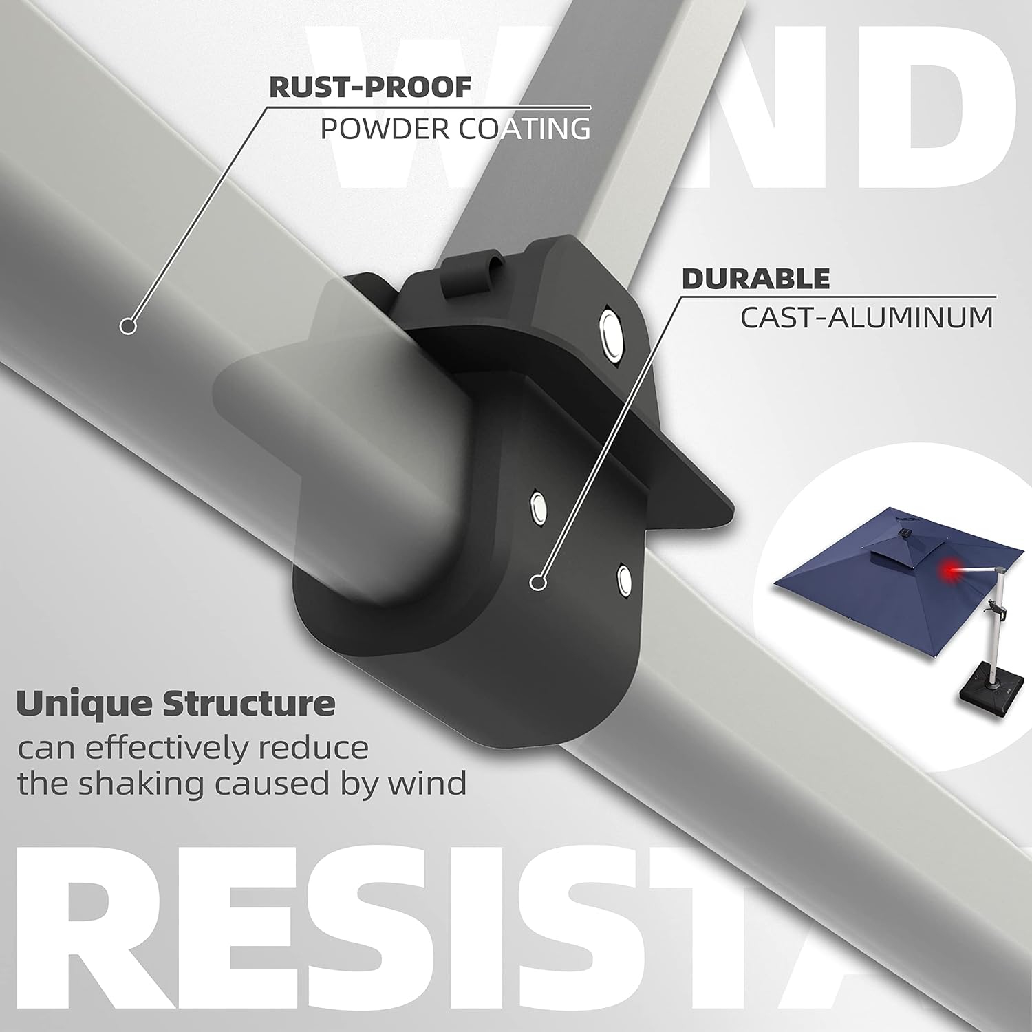 PURPLE LEAF 11ft Solar Powered LED Square Double Top Patio Umbrella Offset Hanging Umbrella Garden Umbrella, Navy Blue