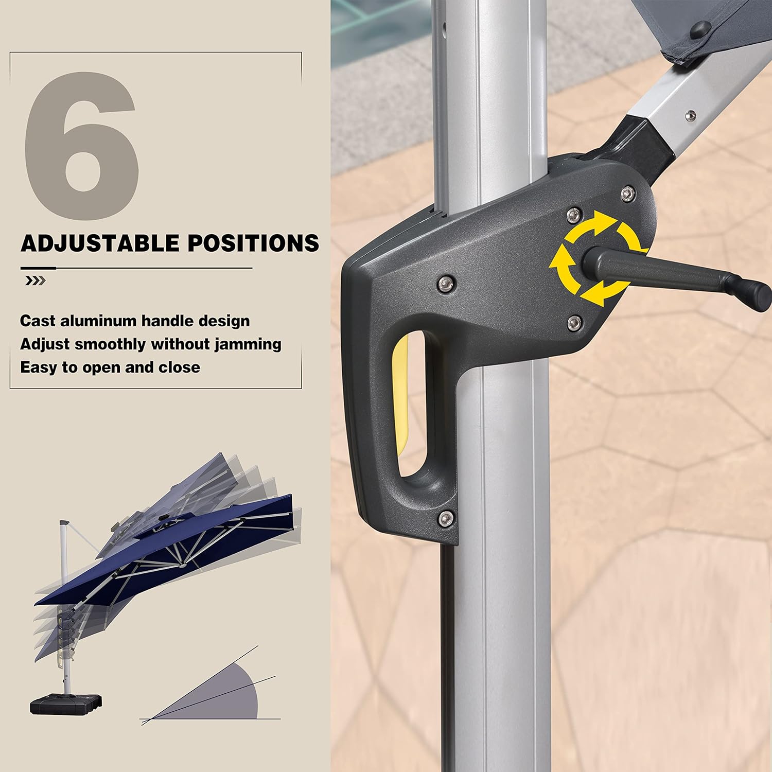 PURPLE LEAF 11ft Solar Powered LED Square Double Top Patio Umbrella Offset Hanging Umbrella Garden Umbrella, Navy Blue