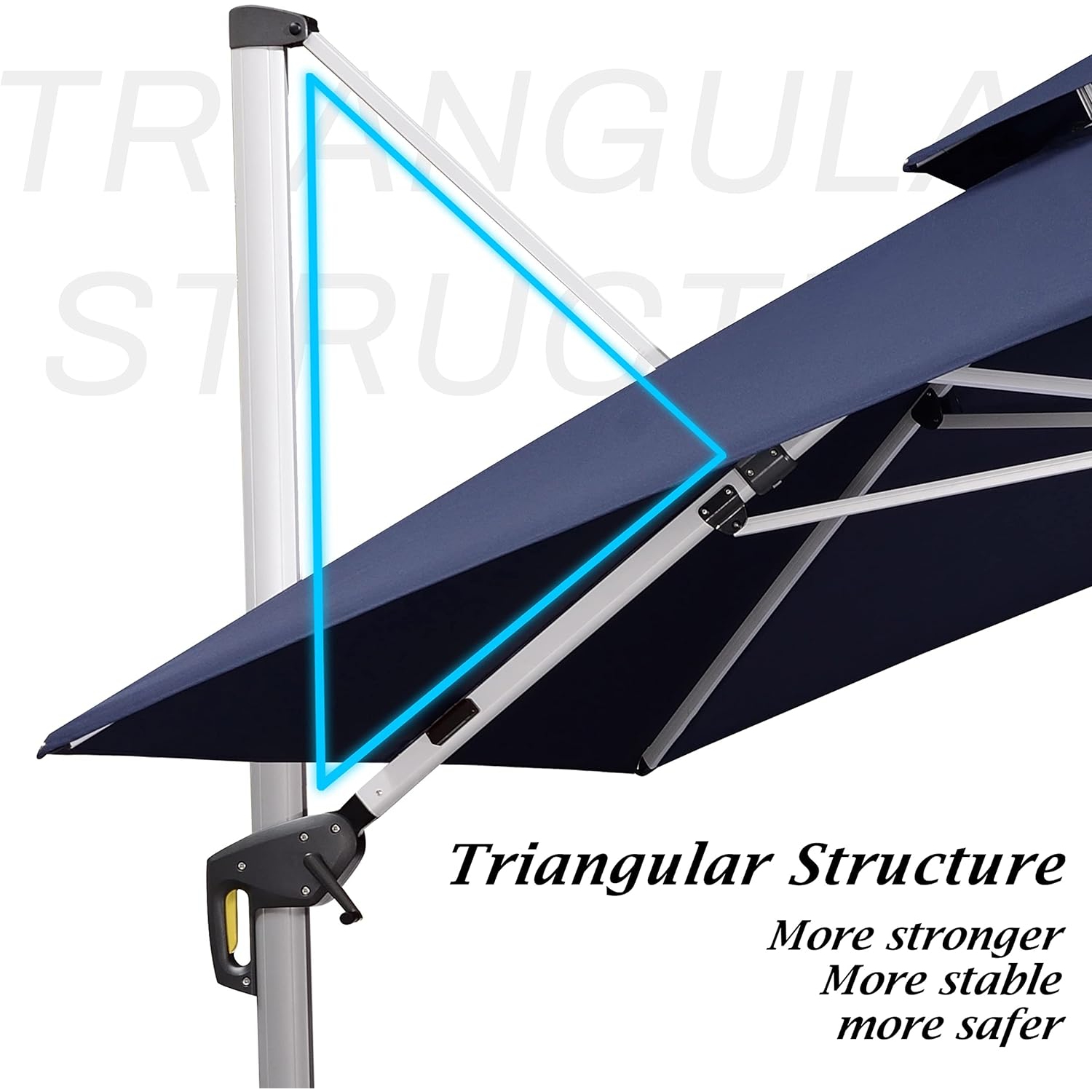 PURPLE LEAF 11ft Solar Powered LED Square Double Top Patio Umbrella Offset Hanging Umbrella Garden Umbrella, Navy Blue