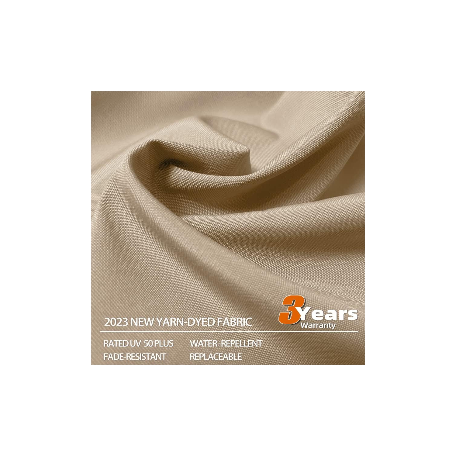 PURPLE LEAF 11ft Solar Powered LED Square Double Top Patio Umbrella Offset Hanging Umbrella Garden Umbrella, Beige