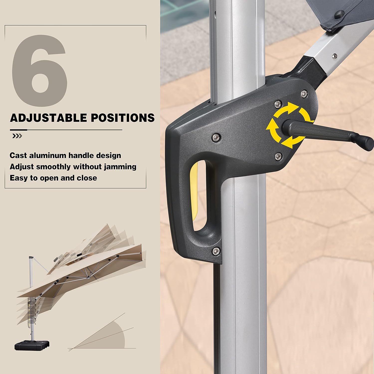 PURPLE LEAF 11ft Solar Powered LED Square Double Top Patio Umbrella Offset Hanging Umbrella Garden Umbrella, Beige