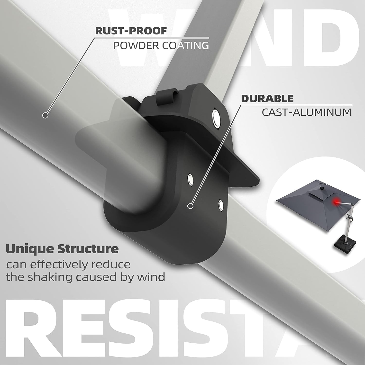 PURPLE LEAF 11ft Solar Powered LED Square Double Top Patio Umbrella Offset Hanging Umbrella Garden Umbrella, Gray