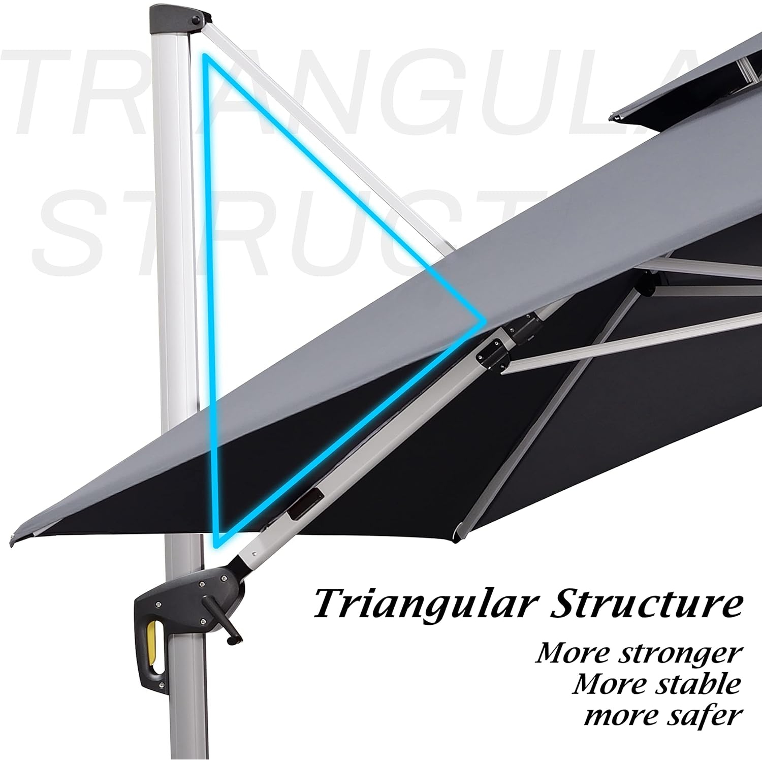 PURPLE LEAF 11ft Solar Powered LED Square Double Top Patio Umbrella Offset Hanging Umbrella Garden Umbrella, Gray