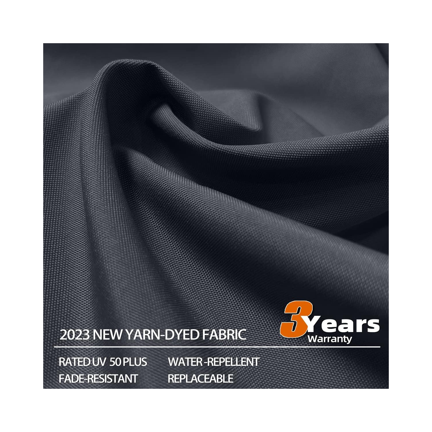 PURPLE LEAF 10ft Solar Powered LED Square Double Top Patio Umbrella Offset Hanging Umbrella Garden Umbrella, Gray