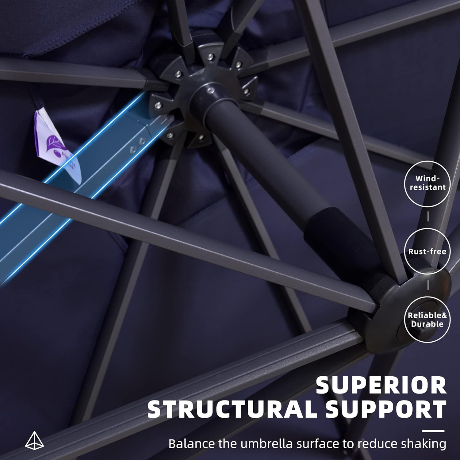 PURPLE LEAF 10 ft Square Aluminum 360-degree Rotation Offset Cantilever Umbrella Patio Outdoor Umbrella for Garden Deck Pool Patio, Navy Blue