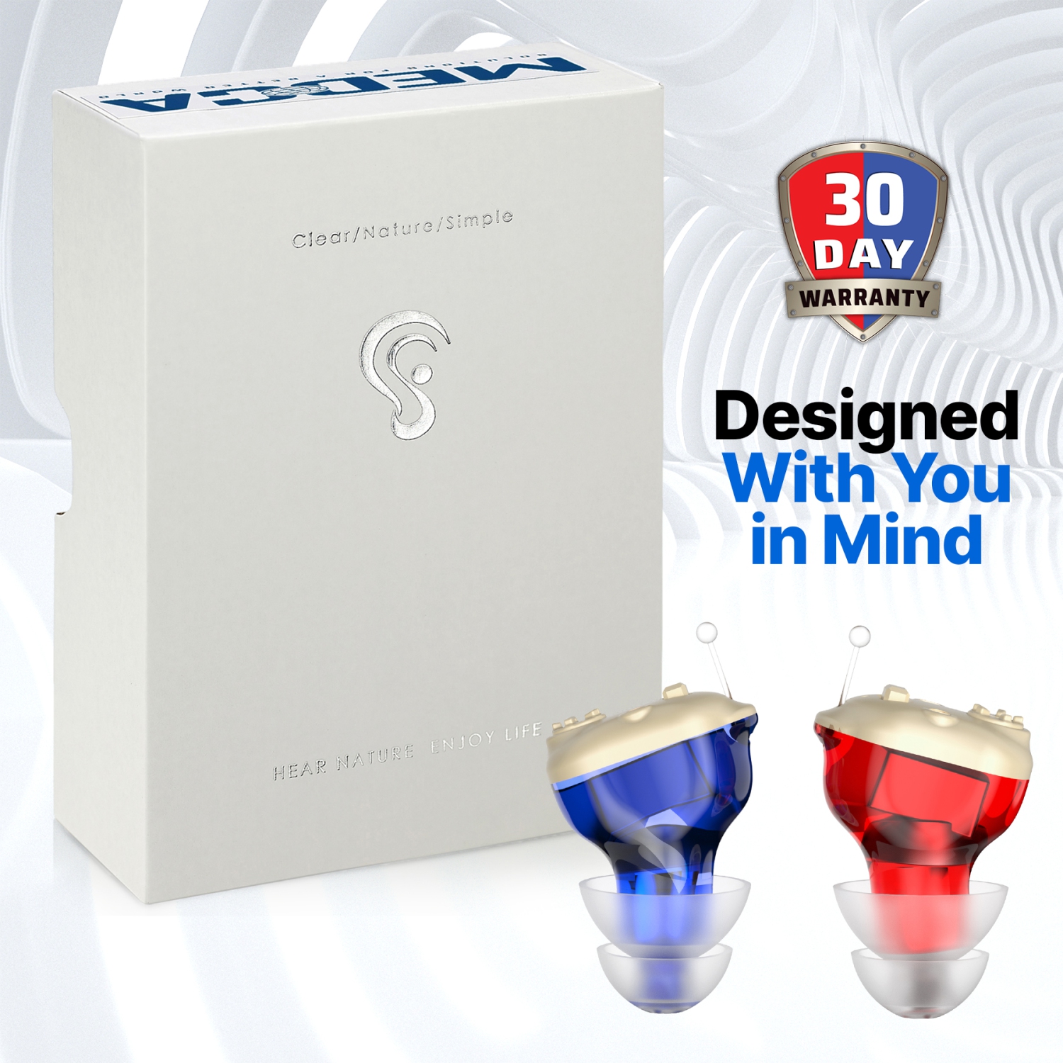 Rechargeable Digital Hearing Amplifier Aid - Mini CIC Inner-Ear Personal Sound Amplification Device for Adults and Seniors - Fully Digital Technology