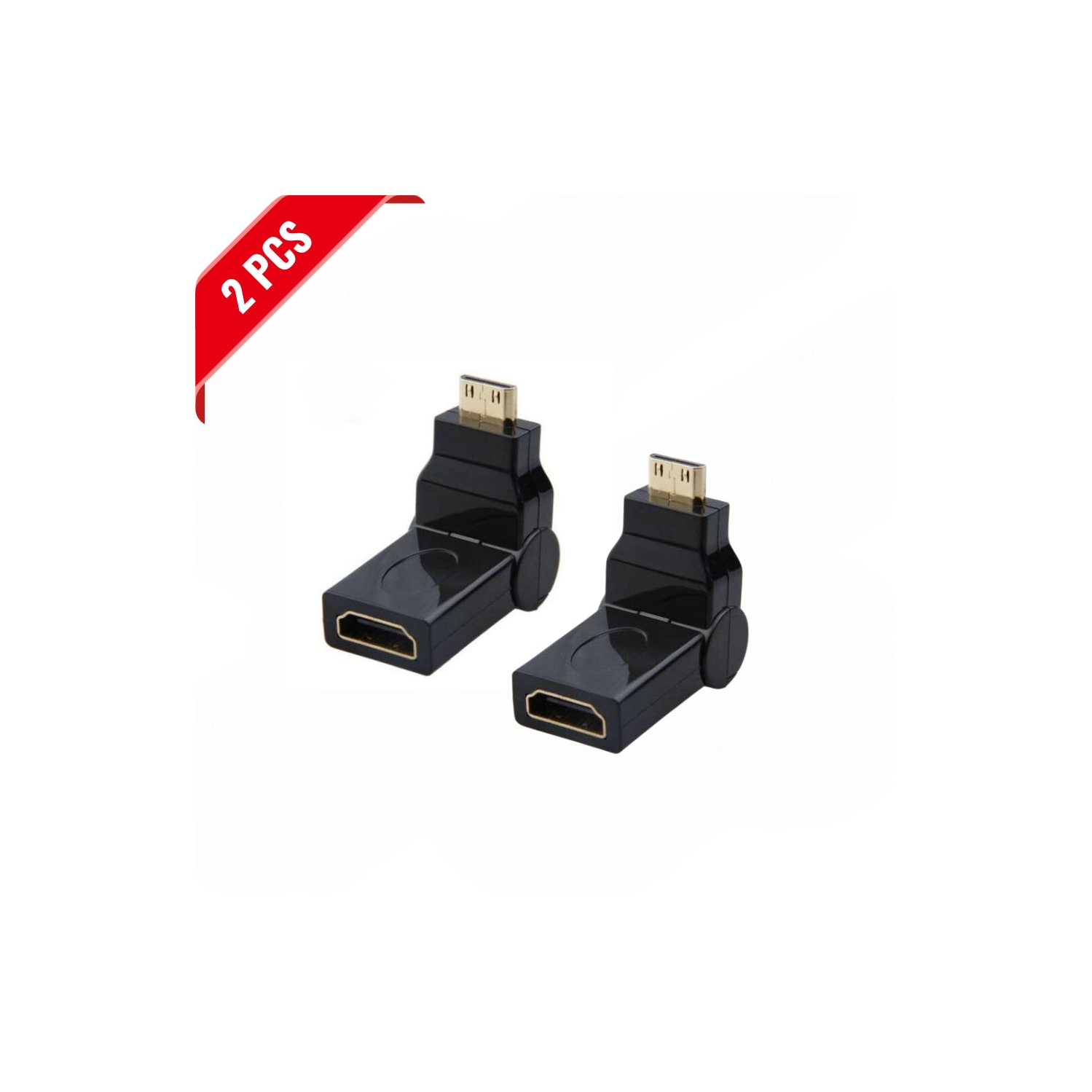 [2 Pack] Multi Angle HDMI Female To HDMI Adapter Black