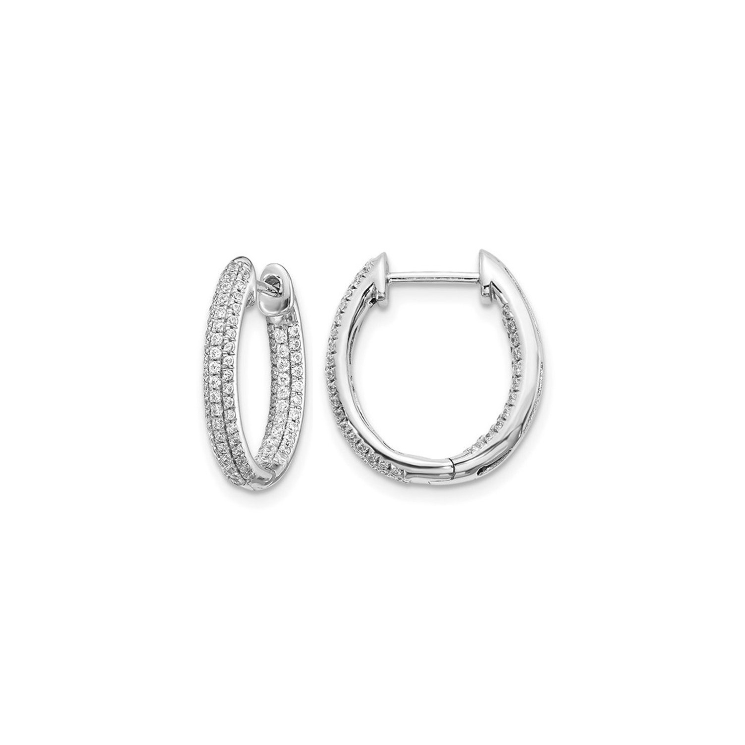 3/5 Carat Diamond in-Out Hoop Earrings in 14K White Gold