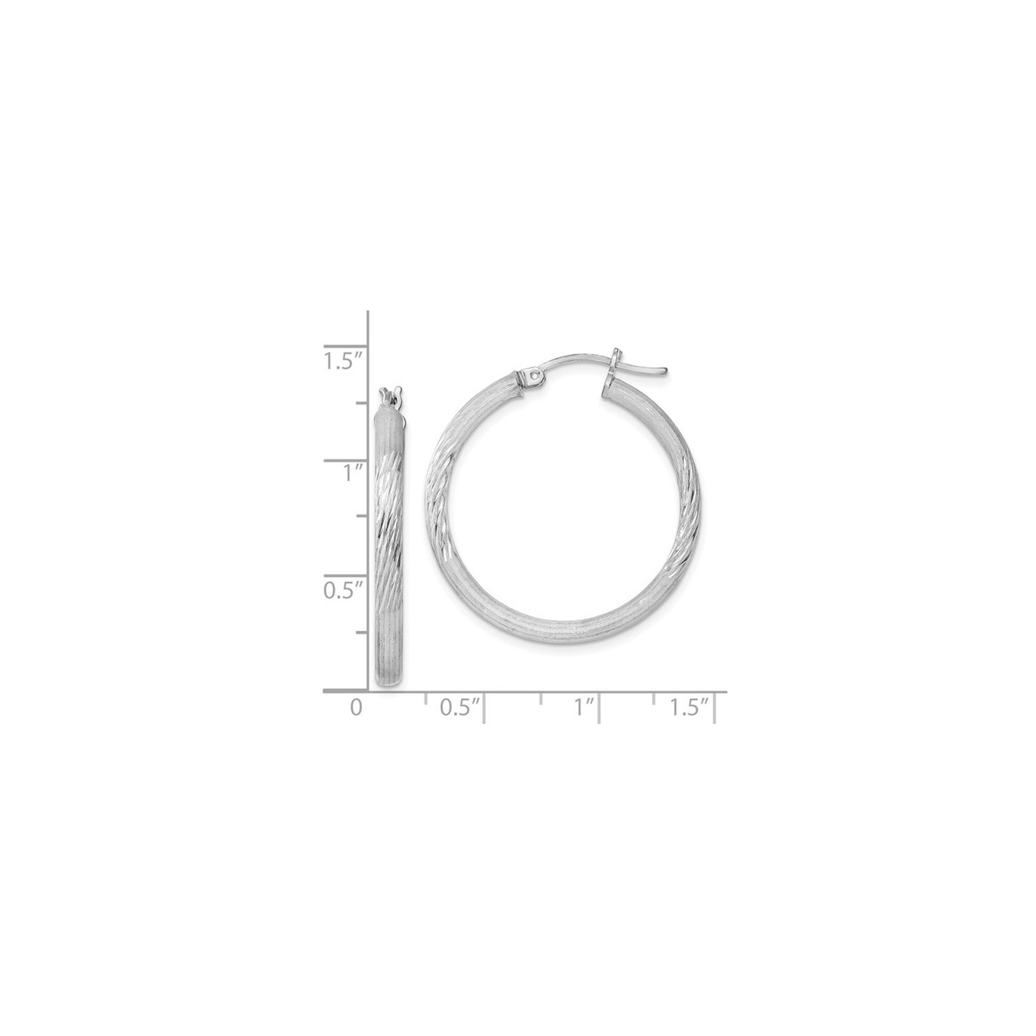 Petites créoles en argent sterling de 1 po à taille diamant et en satin