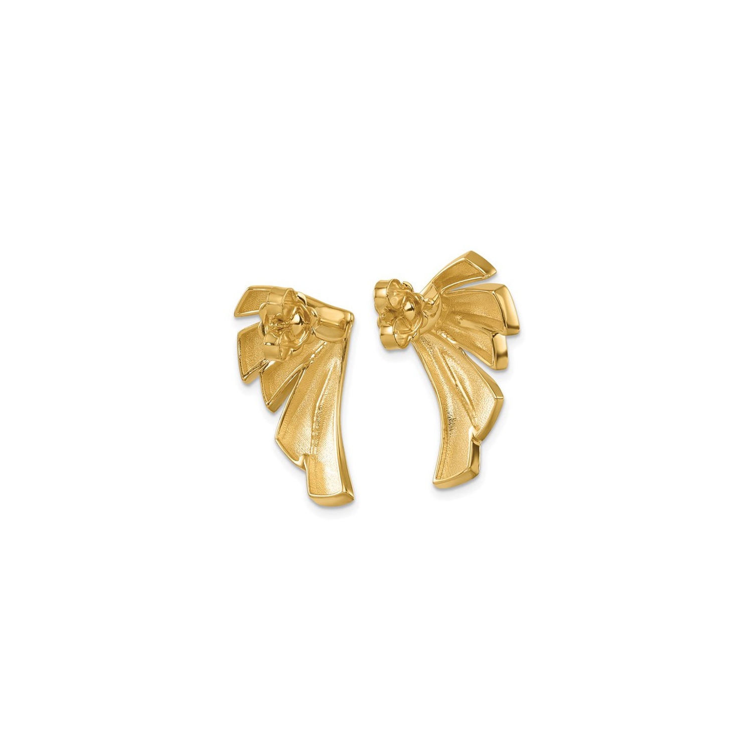14K Yellow Gold Fanned Post Button Earrings