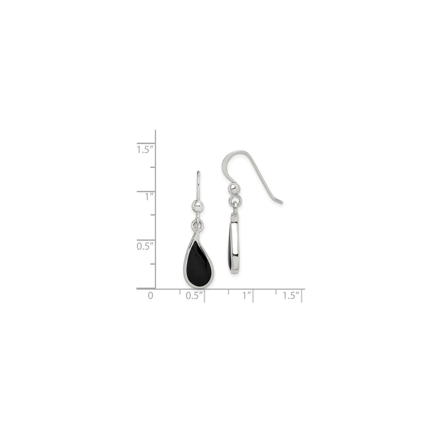 Black Onyx Teardrop Dangle Earrings in Sterling Silver