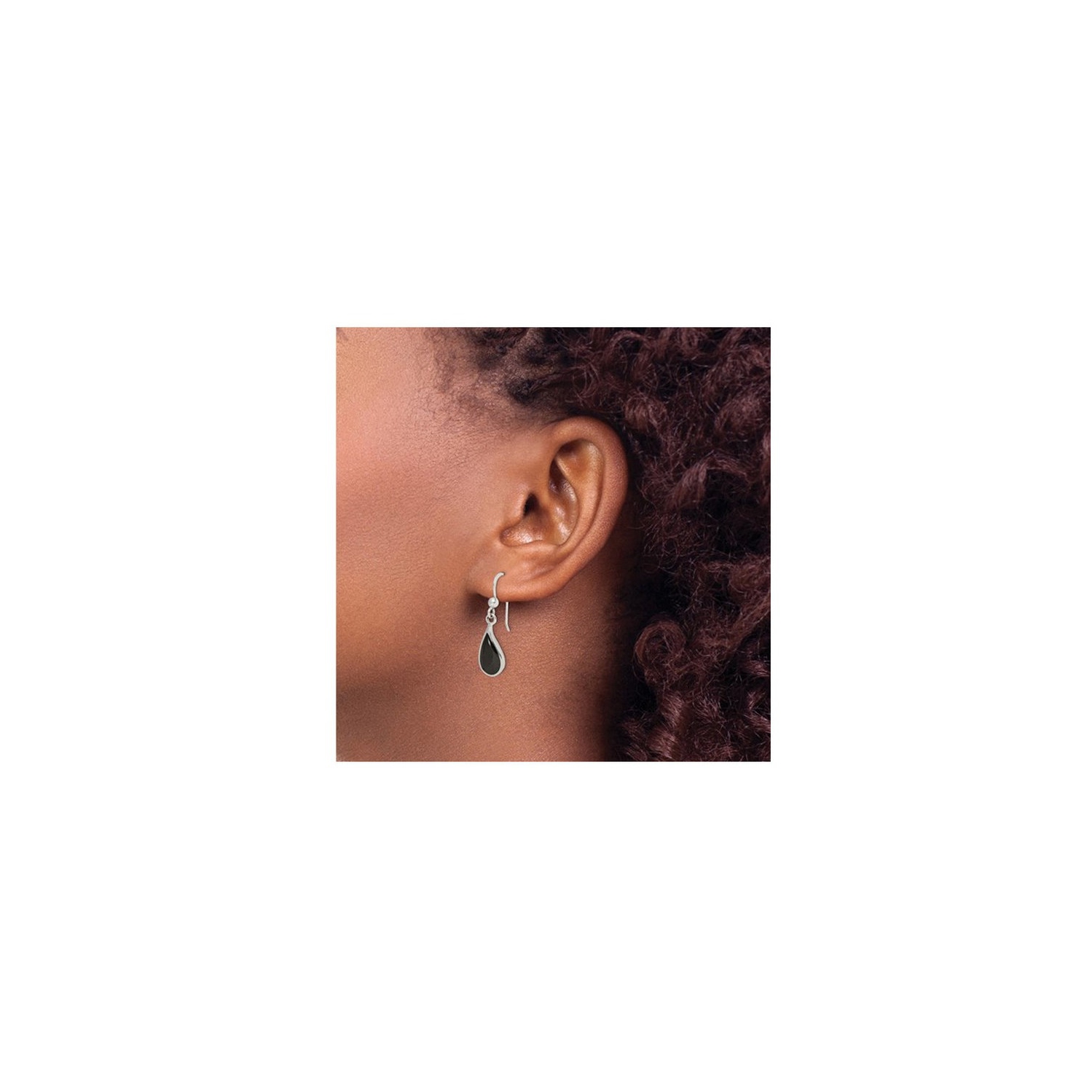 Black Onyx Teardrop Dangle Earrings in Sterling Silver