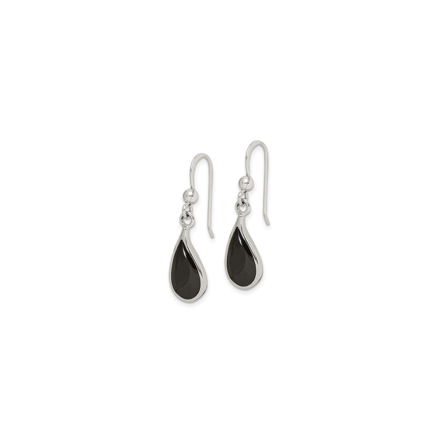 Black Onyx Teardrop Dangle Earrings in Sterling Silver