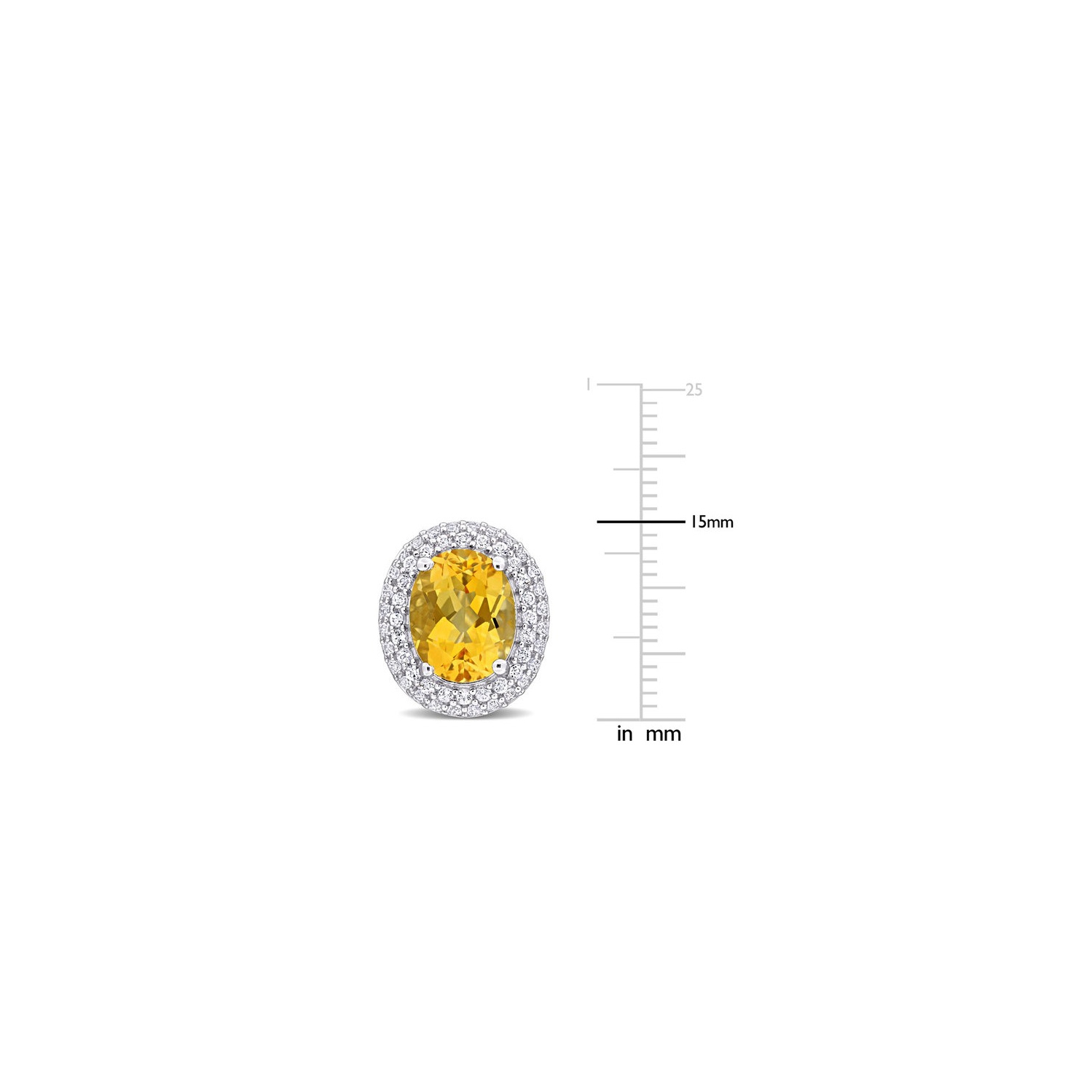 Boucles d'oreilles bouton 7,84 carat, citrine et topaze blanche en argent sterling