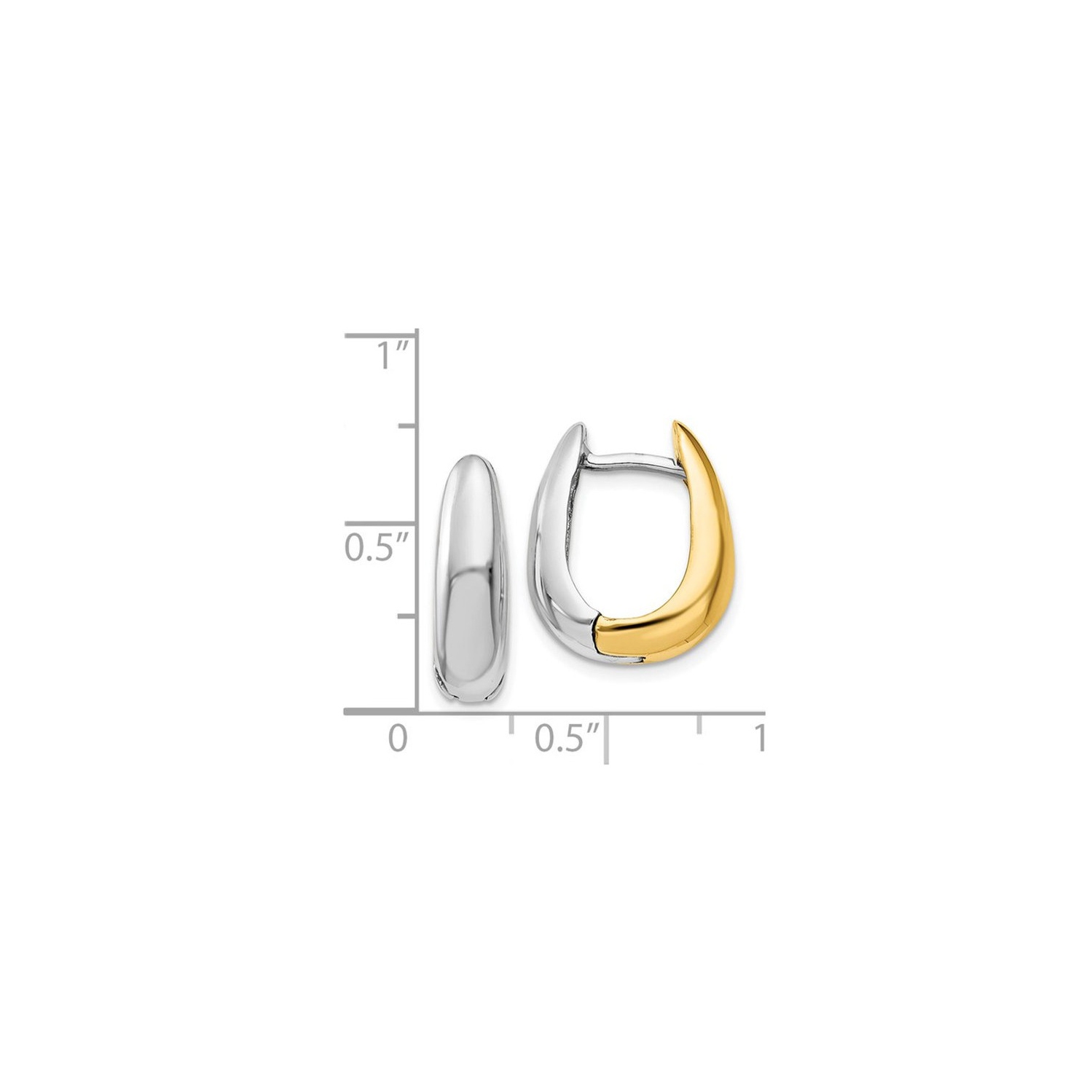 14K Yellow and White Gold Polished U-Shape Hoop Earrings
