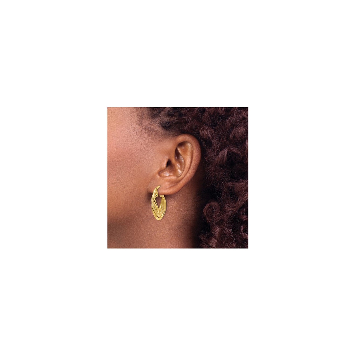 14K Yellow Gold Intertwined Oval Hoop Earrings