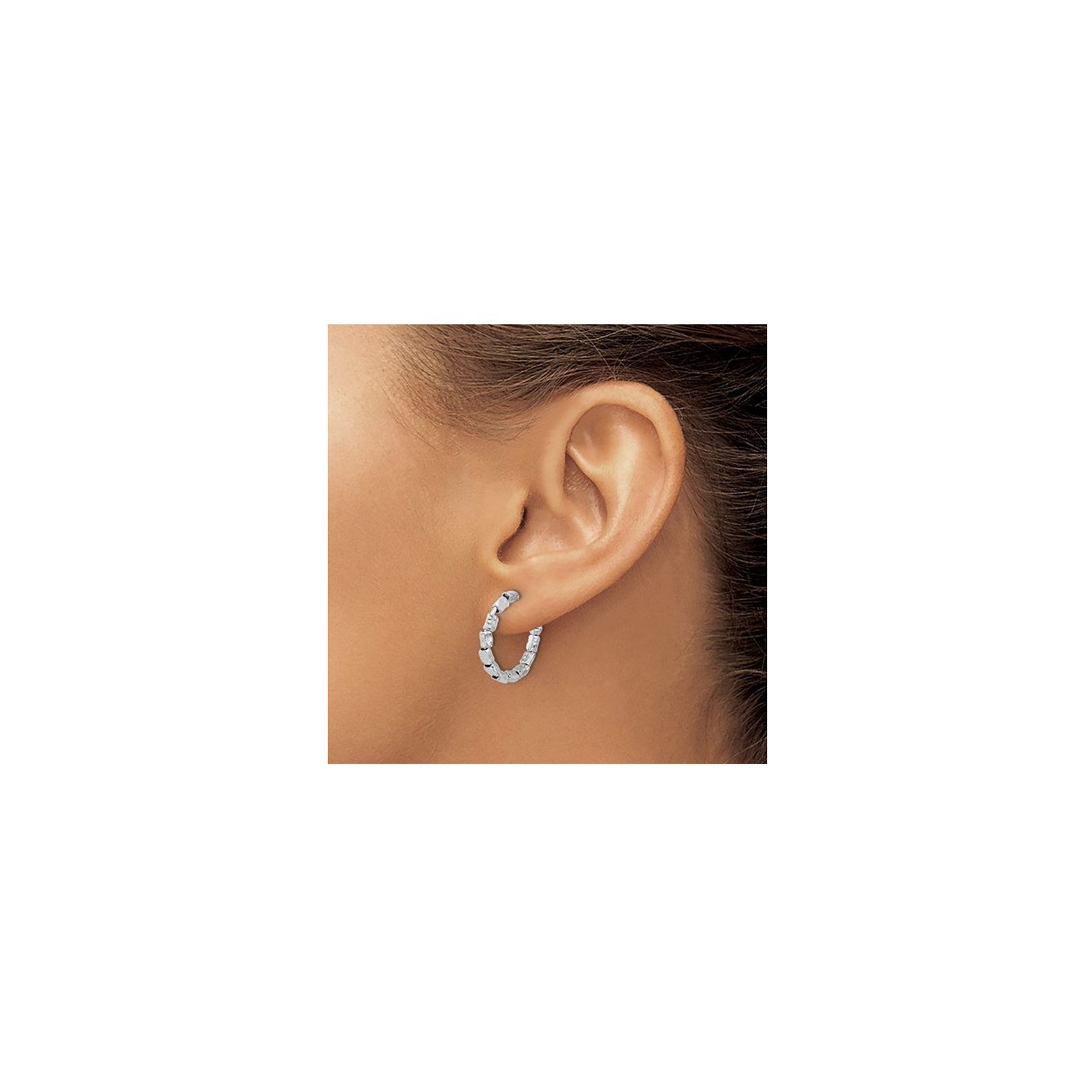 Sterling Silver Hammered Hoop Post Earrings