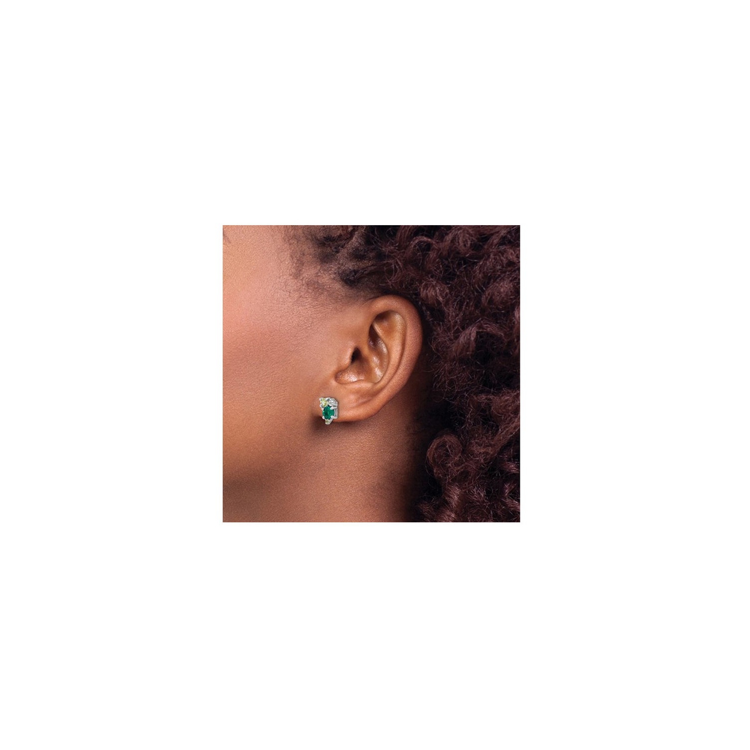 Boucles d'oreilles en argent sterling avec tige en émeraude synthétique de 1,00&nbsp;carat avec péridot et topaze blanche