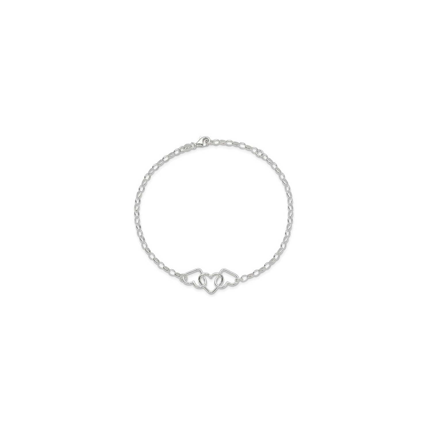 Chaîne de cheville en argent sterling à maille en coeur