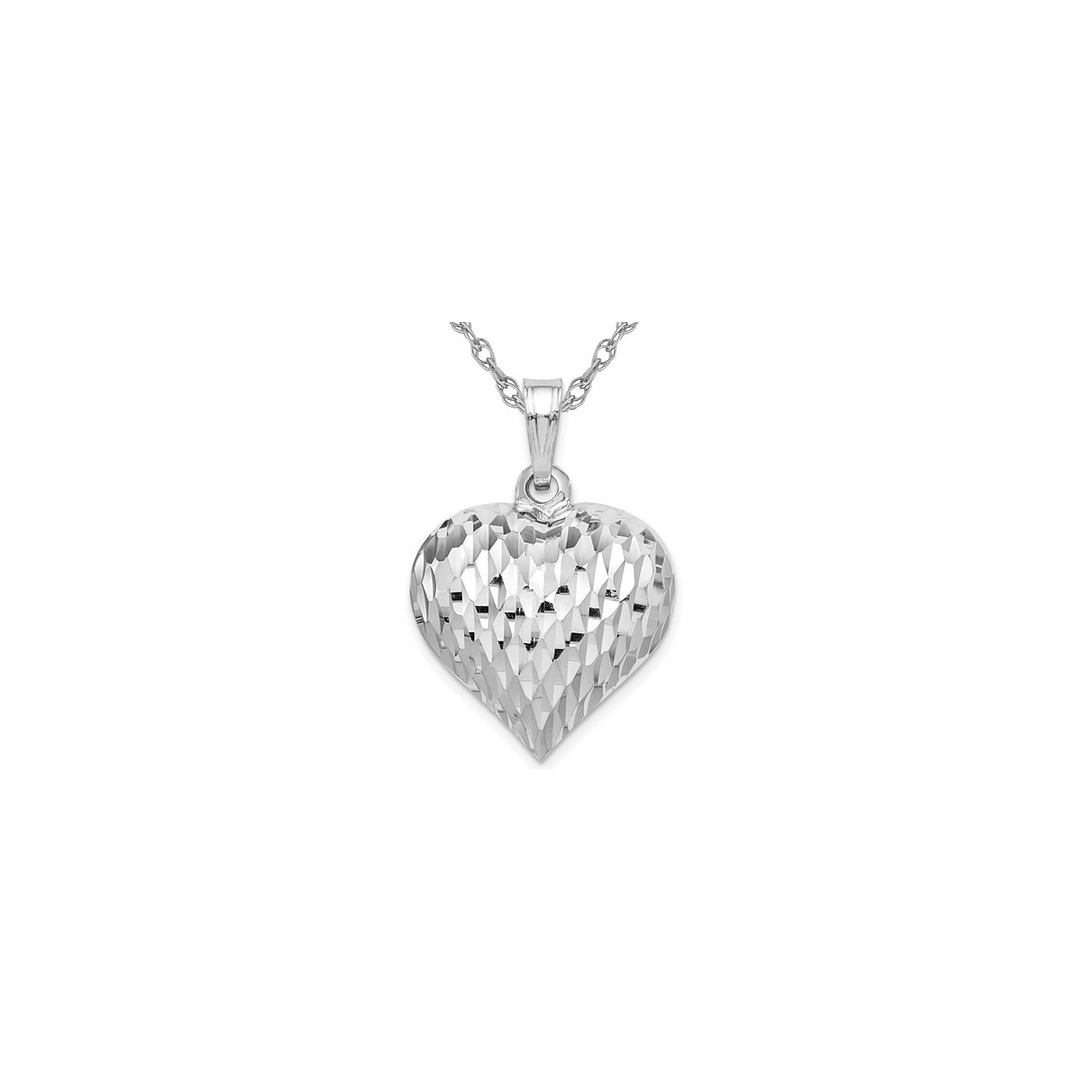 Collier à pendentif en argent sterling en forme de coeur à taille diamant avec chaîne