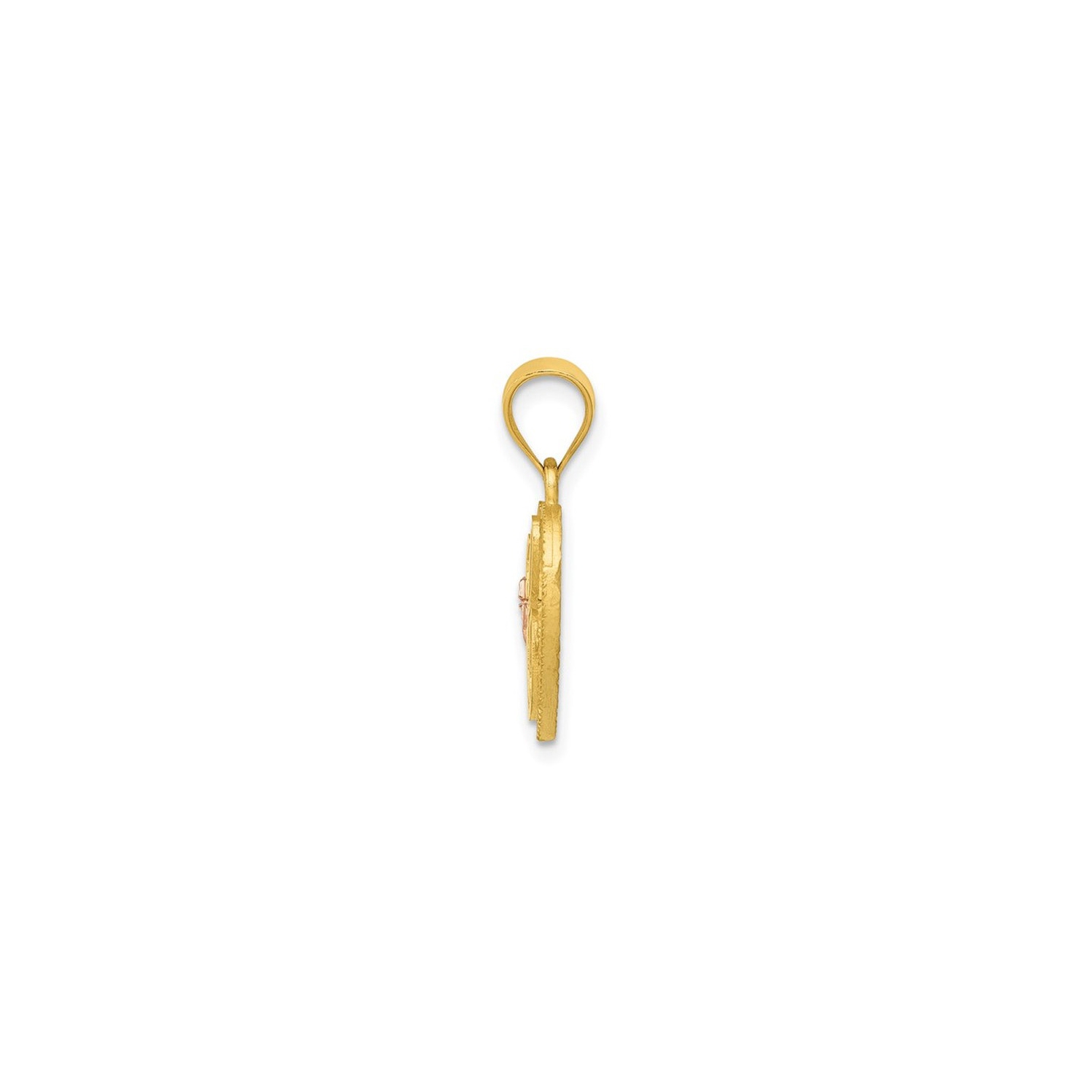Breloque en or jaune 14K ct avec chaîne et pendentif en forme de coeur en C