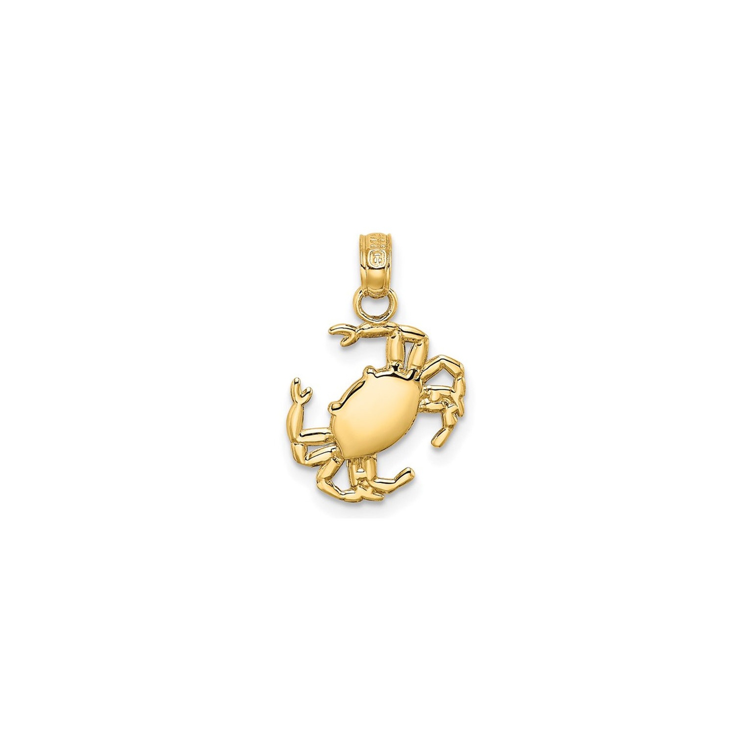 14K Yellow Gold Polished Crab Charm Pendant