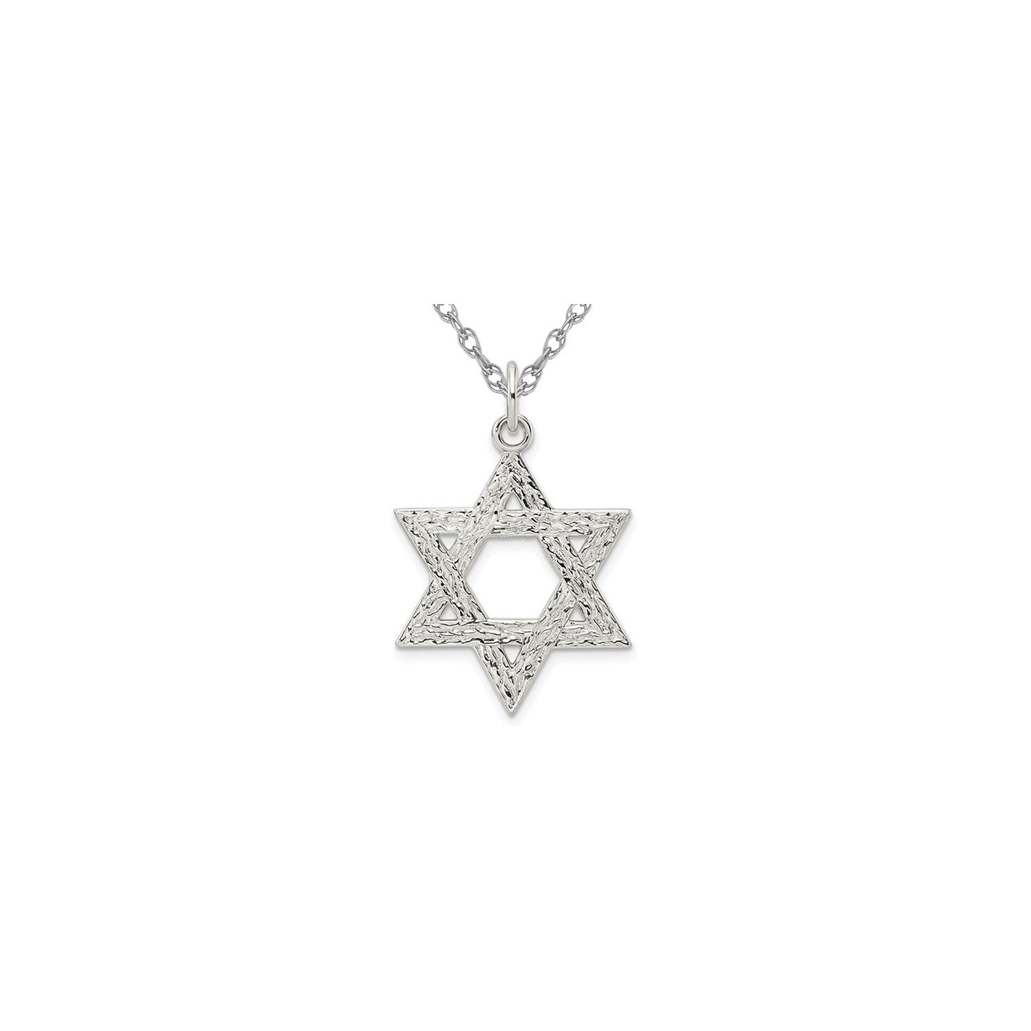 Collier à pendentif en forme d'étoile de David texturée en argent sterling avec chaîne