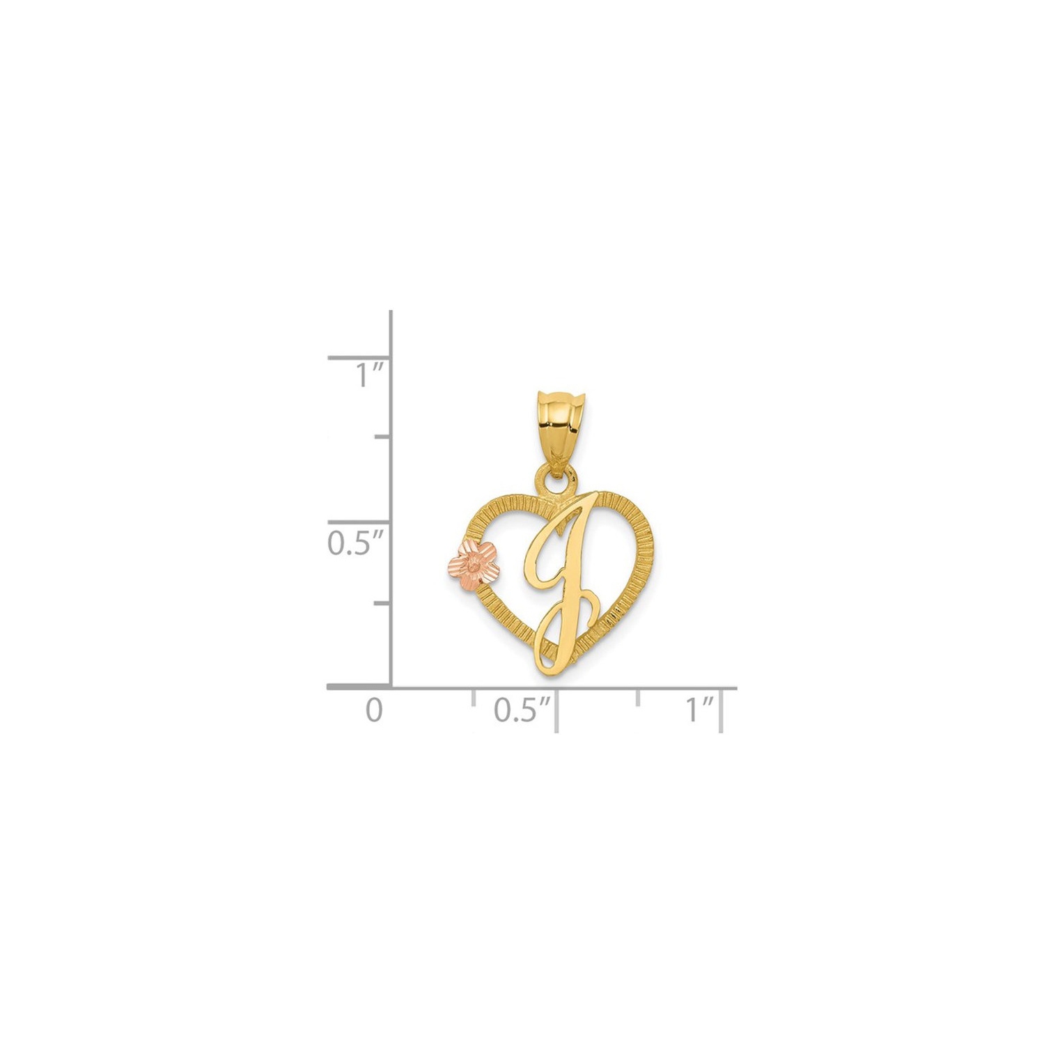 14K Yellow Gold Initial -J- Heart Necklace Pendant Charm with Chain